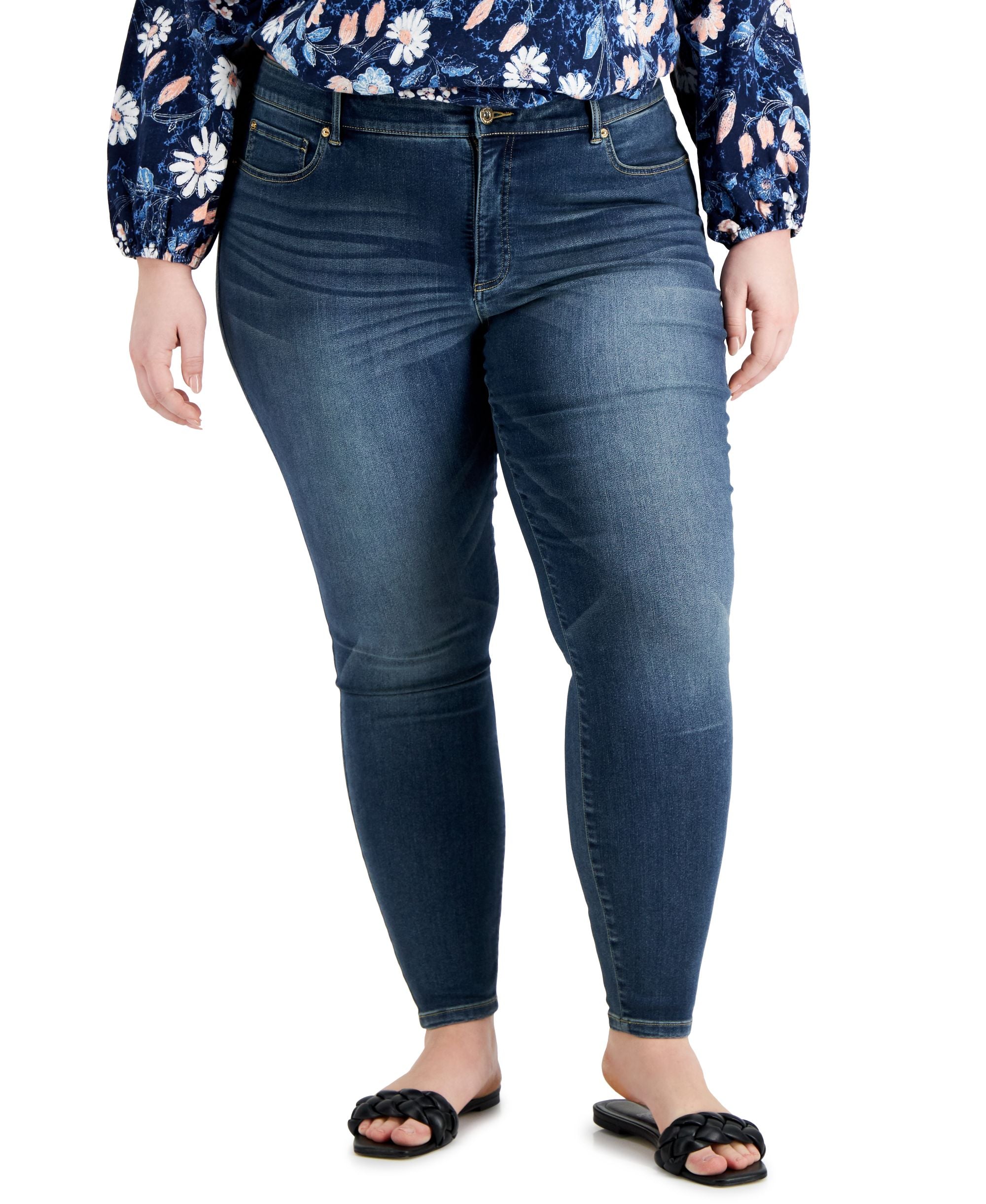 International Concepts Plus Size Essex Super Skinny-Fit Premium Jeans