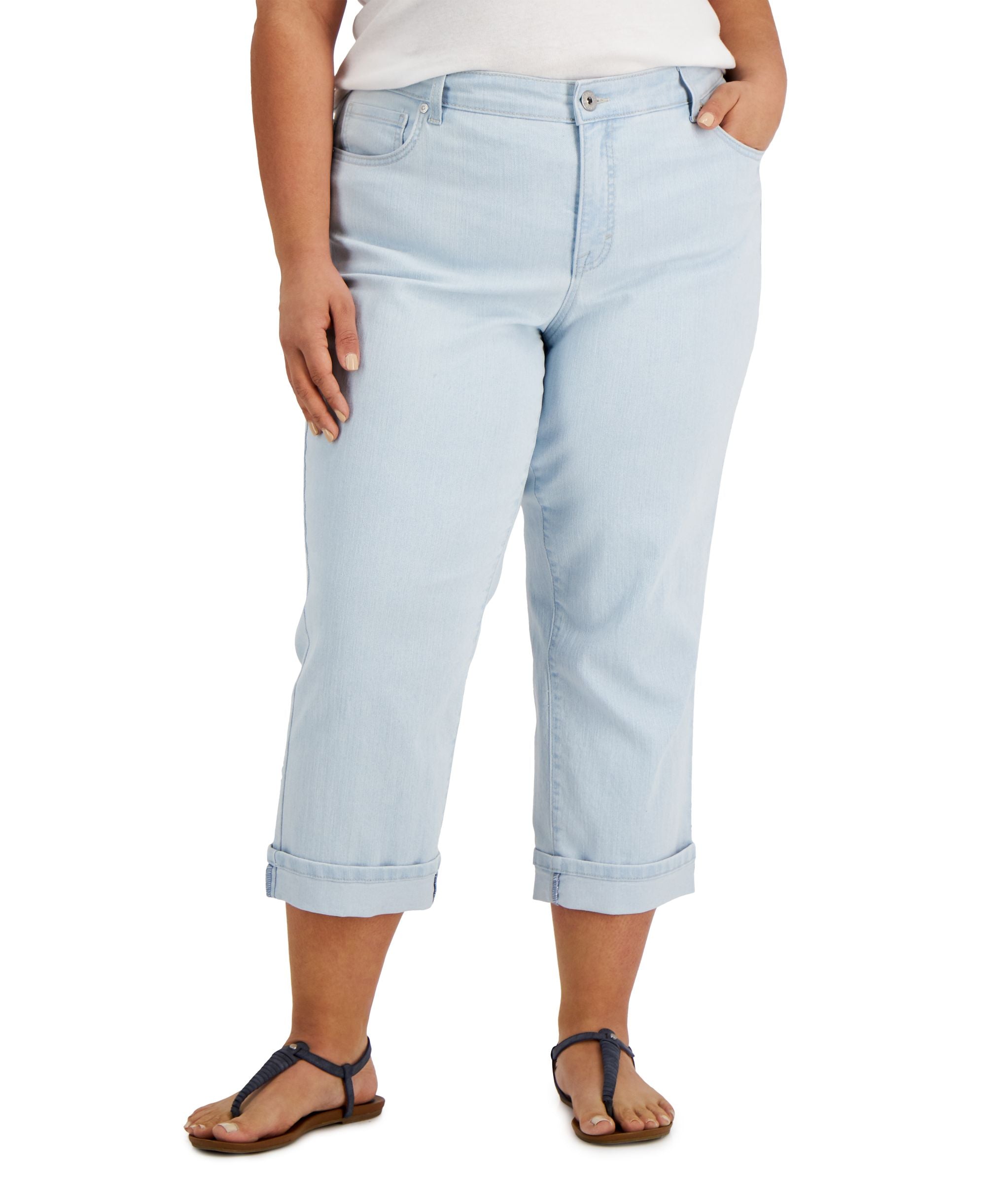 Style & Co Curvy Cuffed Capri-Length Premium Jeans