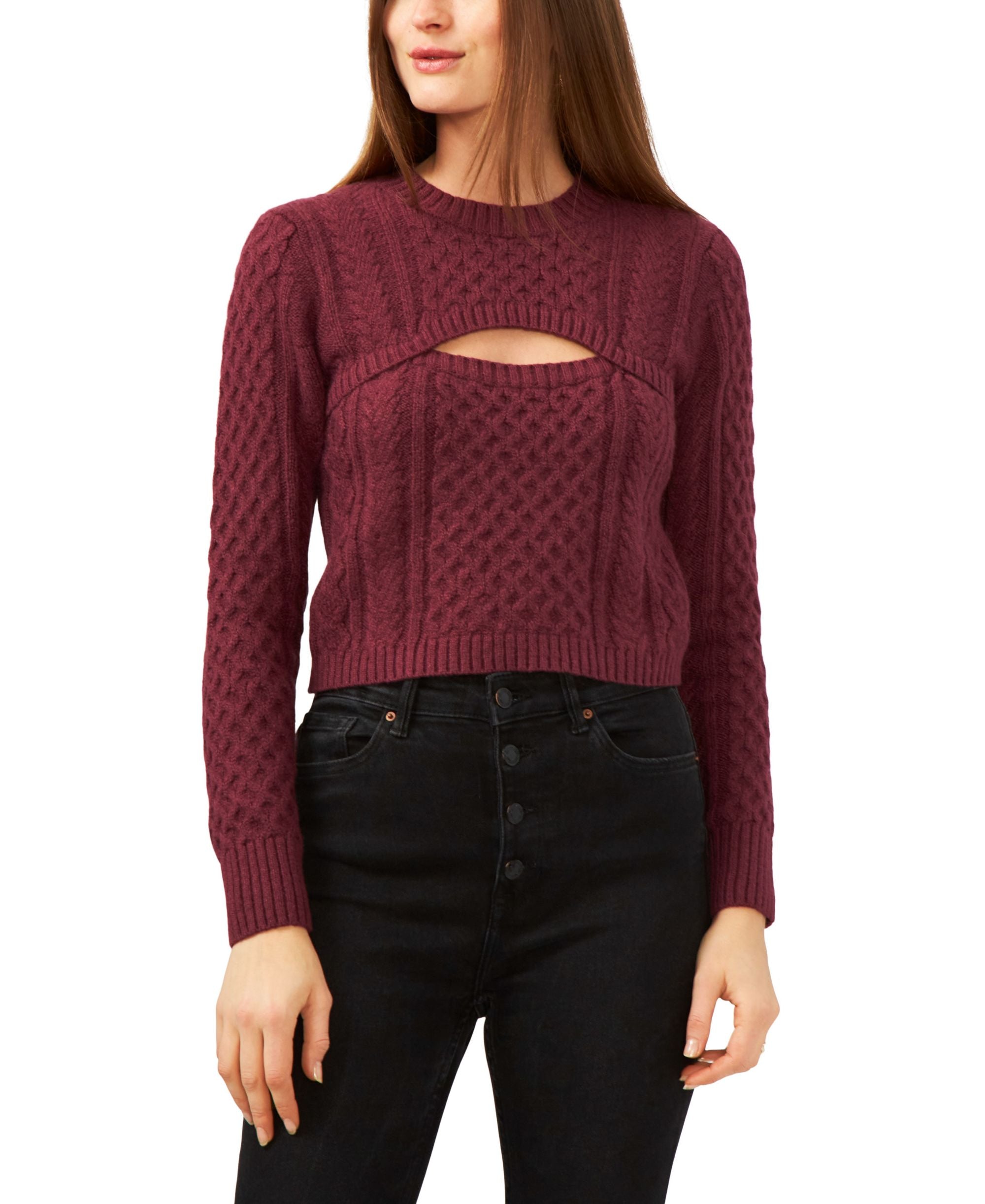 1.State Long-Sleeve Crewneck Shrug Cami