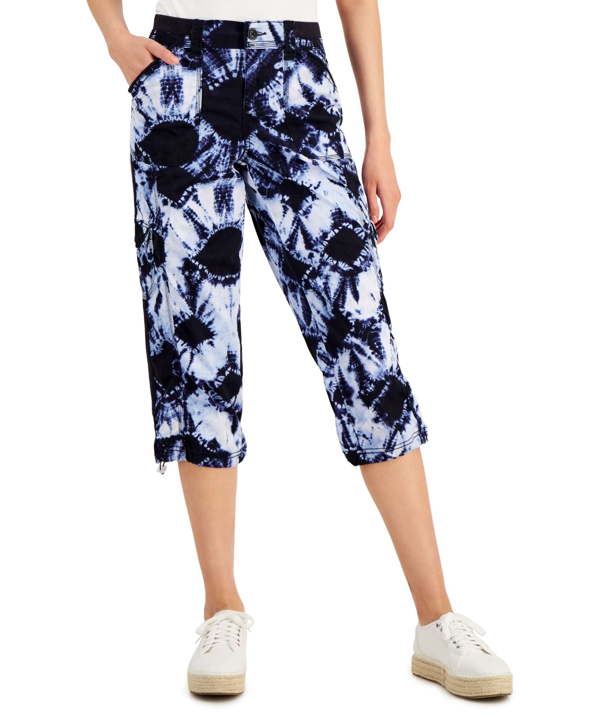 Style & Co Womens Printed Bungee Capri-Length Signature Pants