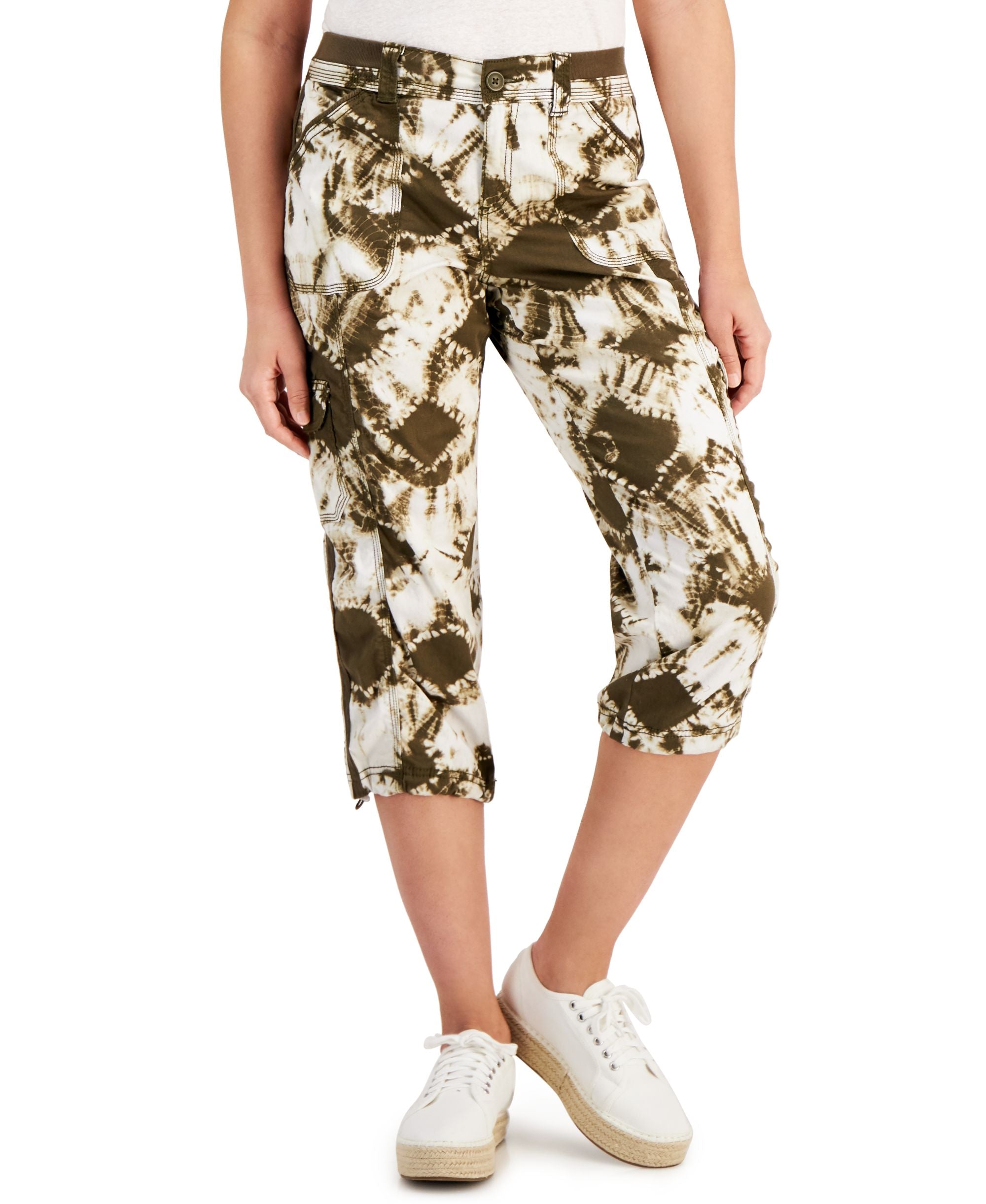 Style & Co Womens Printed Bungee Capri-Length Signature Pants