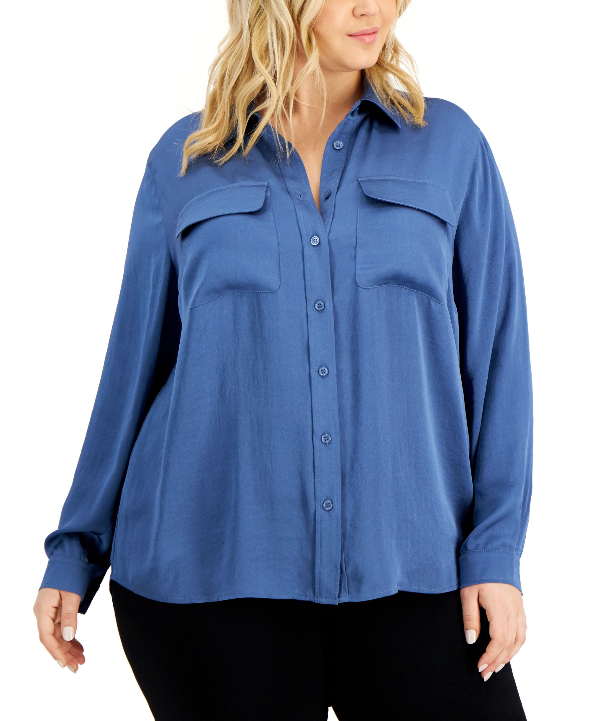 Alfani Plus Size Utility Signature Blouse