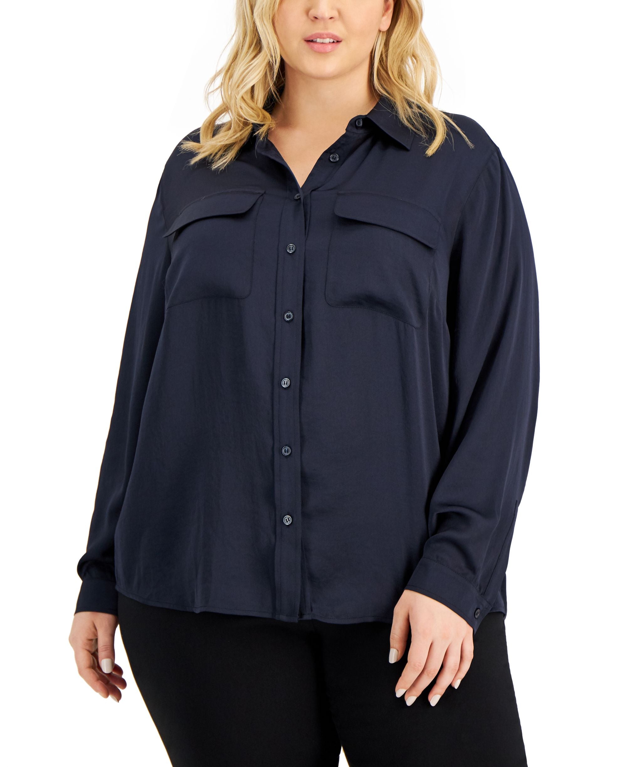 Alfani Plus Size Utility Signature Blouse