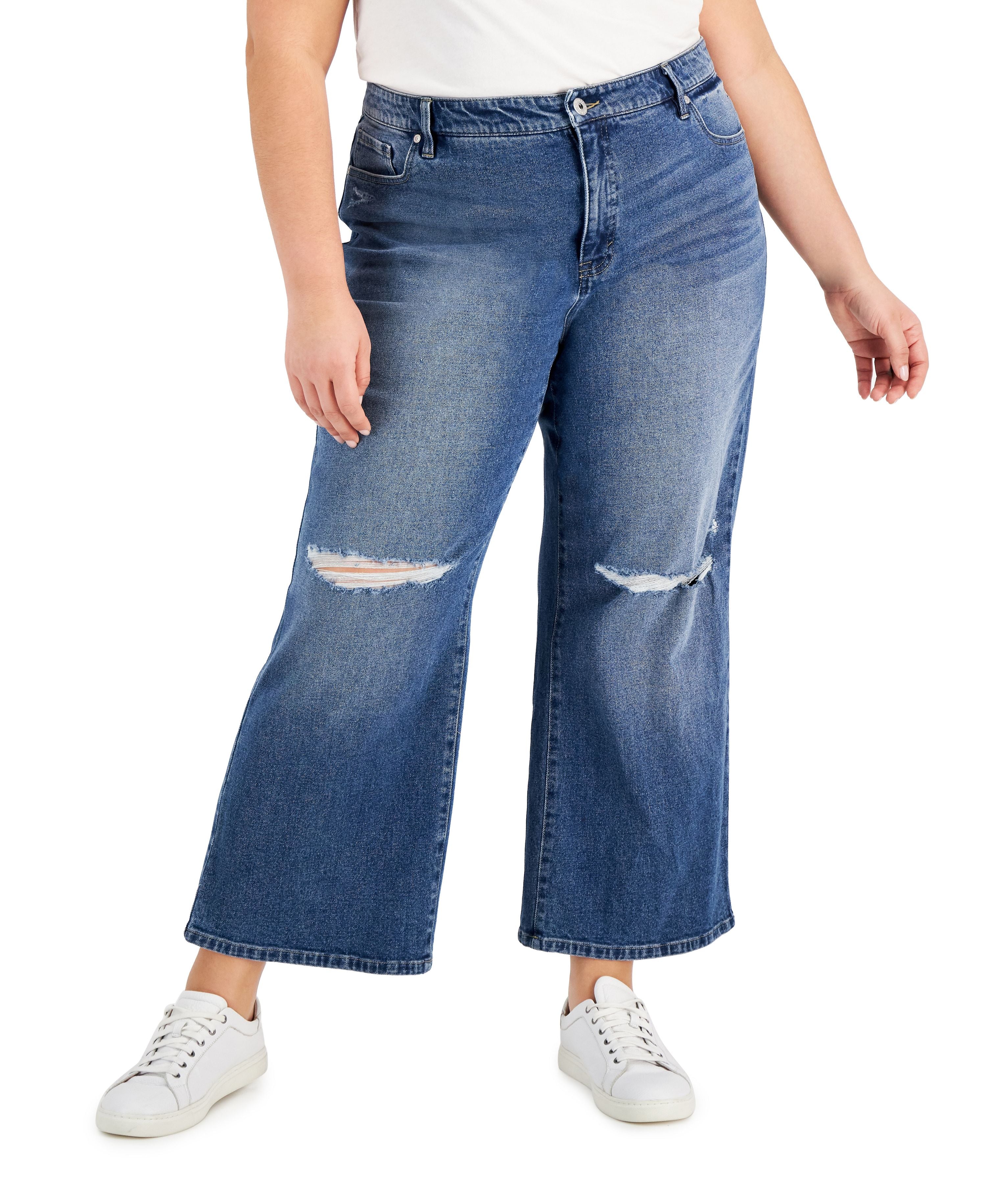 Style & Co Plus Size Cropped Wide-Leg Premium Jeans