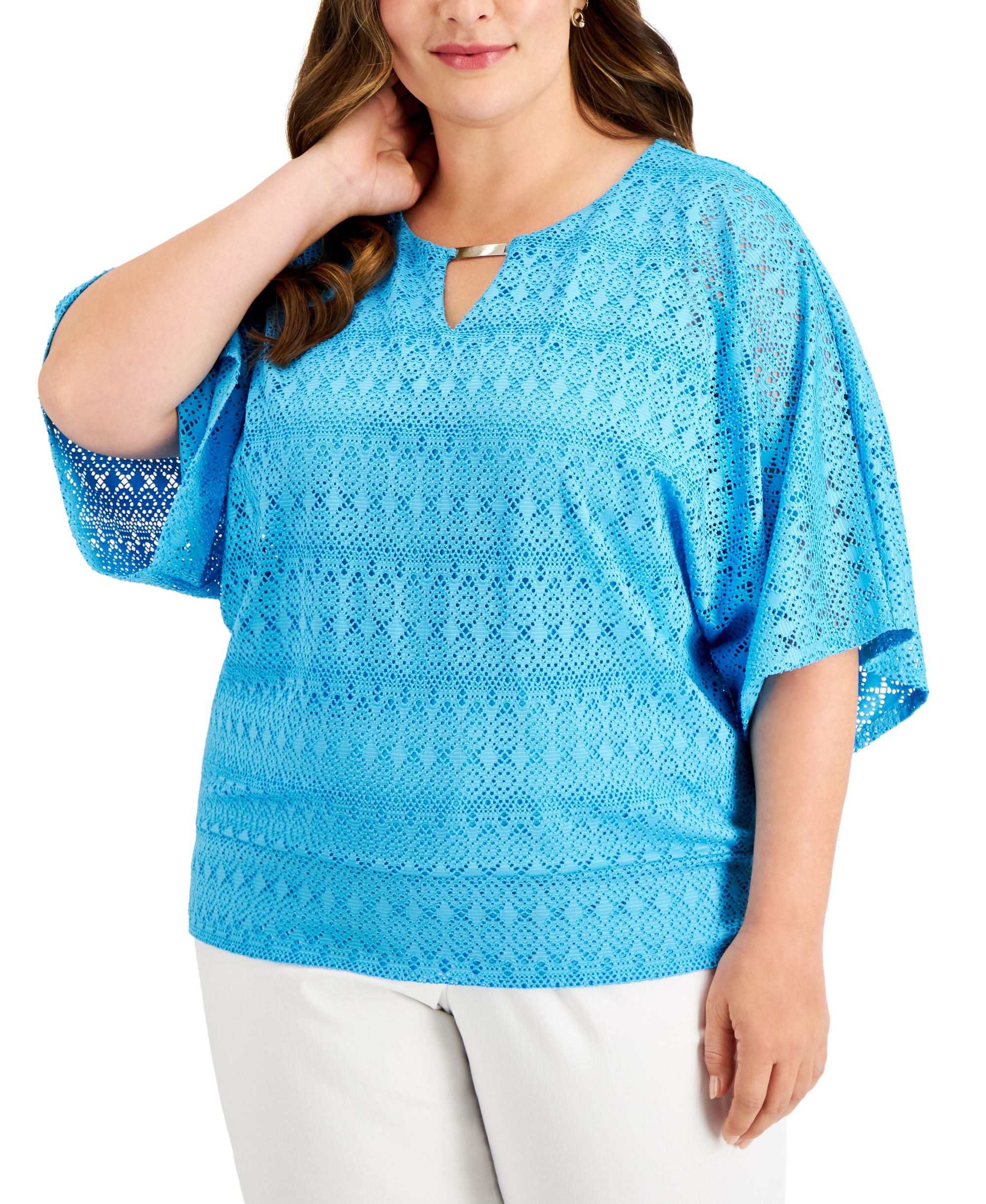 JM Collection Plus Size Poncho Premium Top