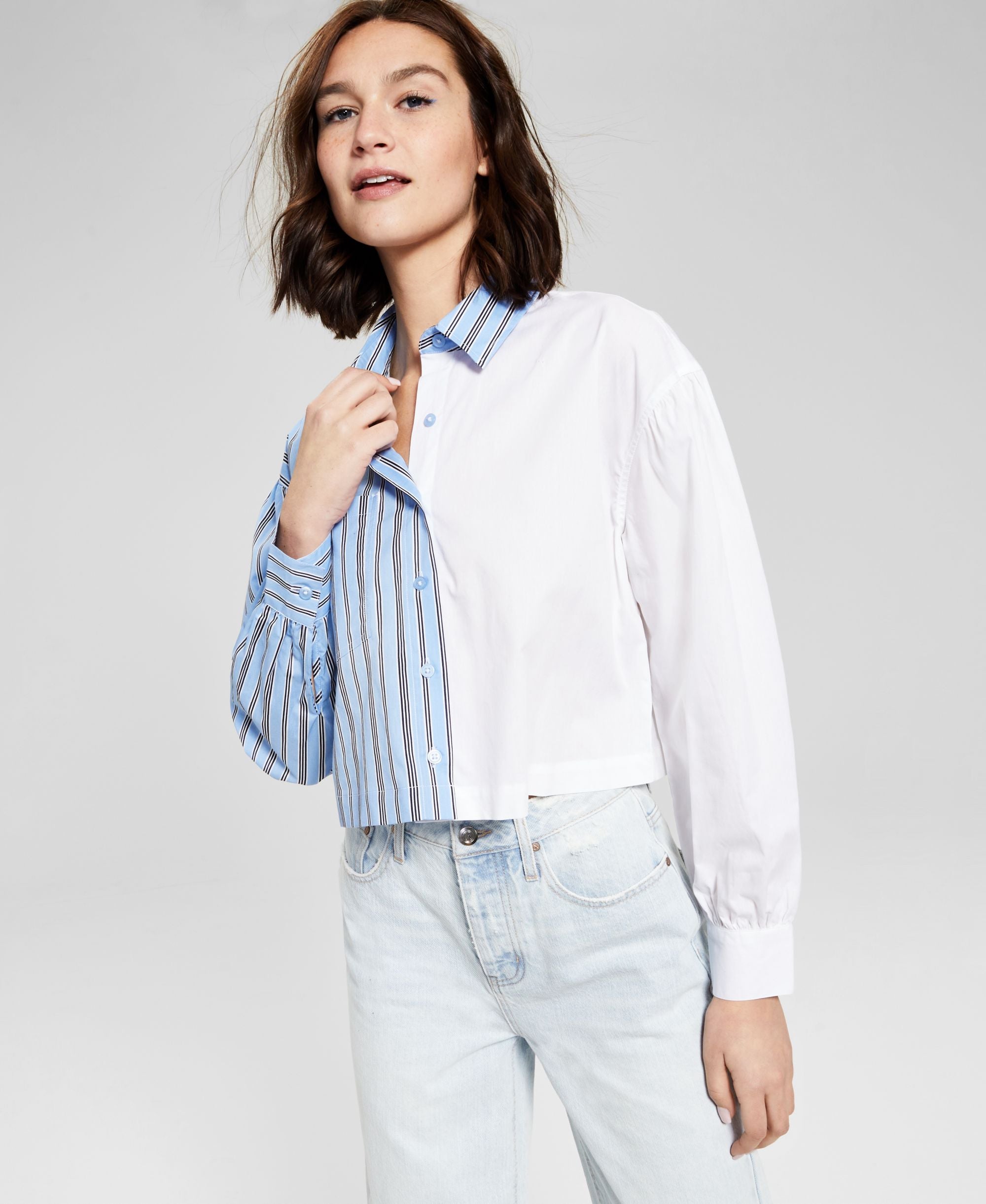 Now This Puffed Cropped Poplin Modern Shirt