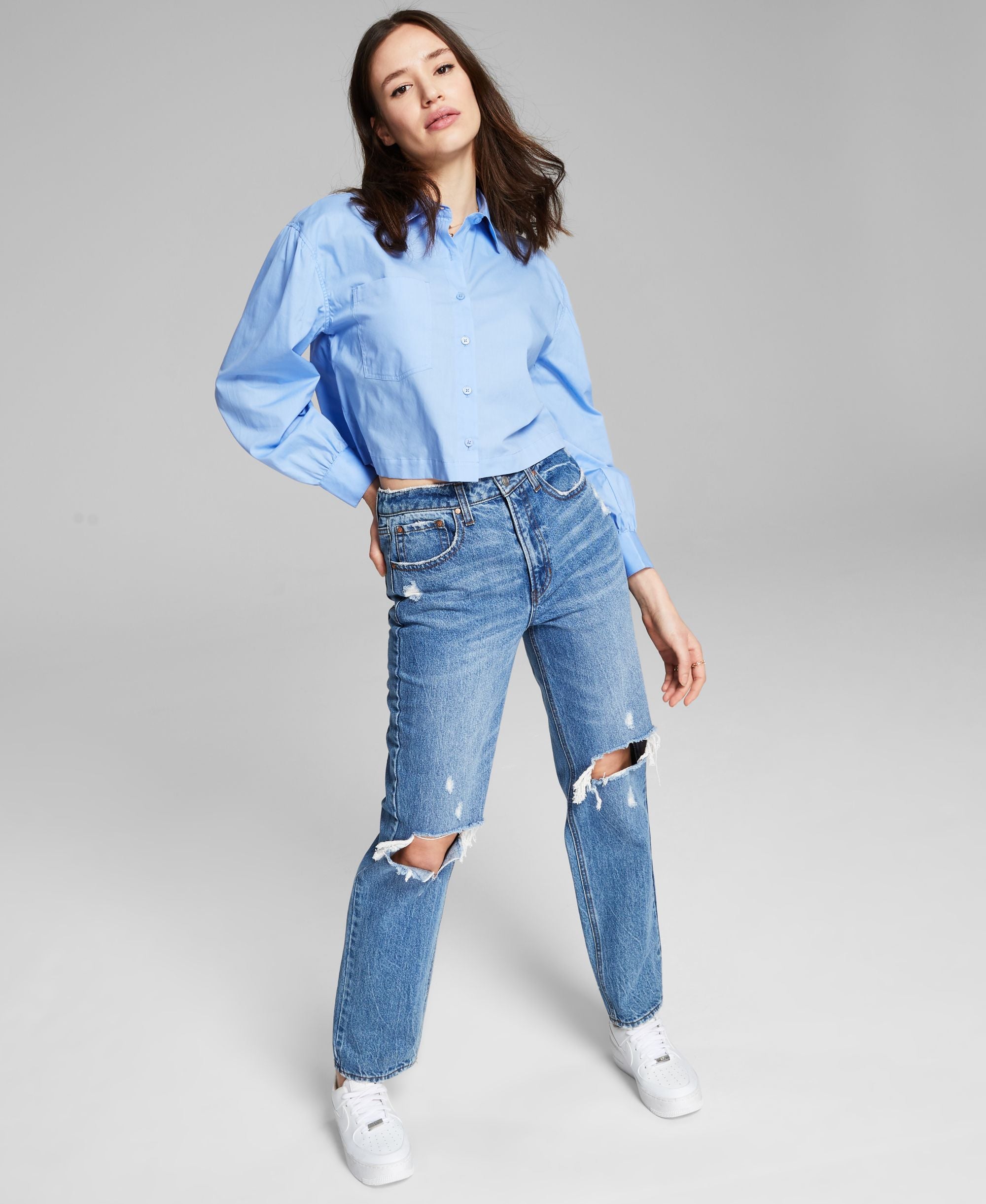 Now This Puffed Cropped Poplin Modern Shirt