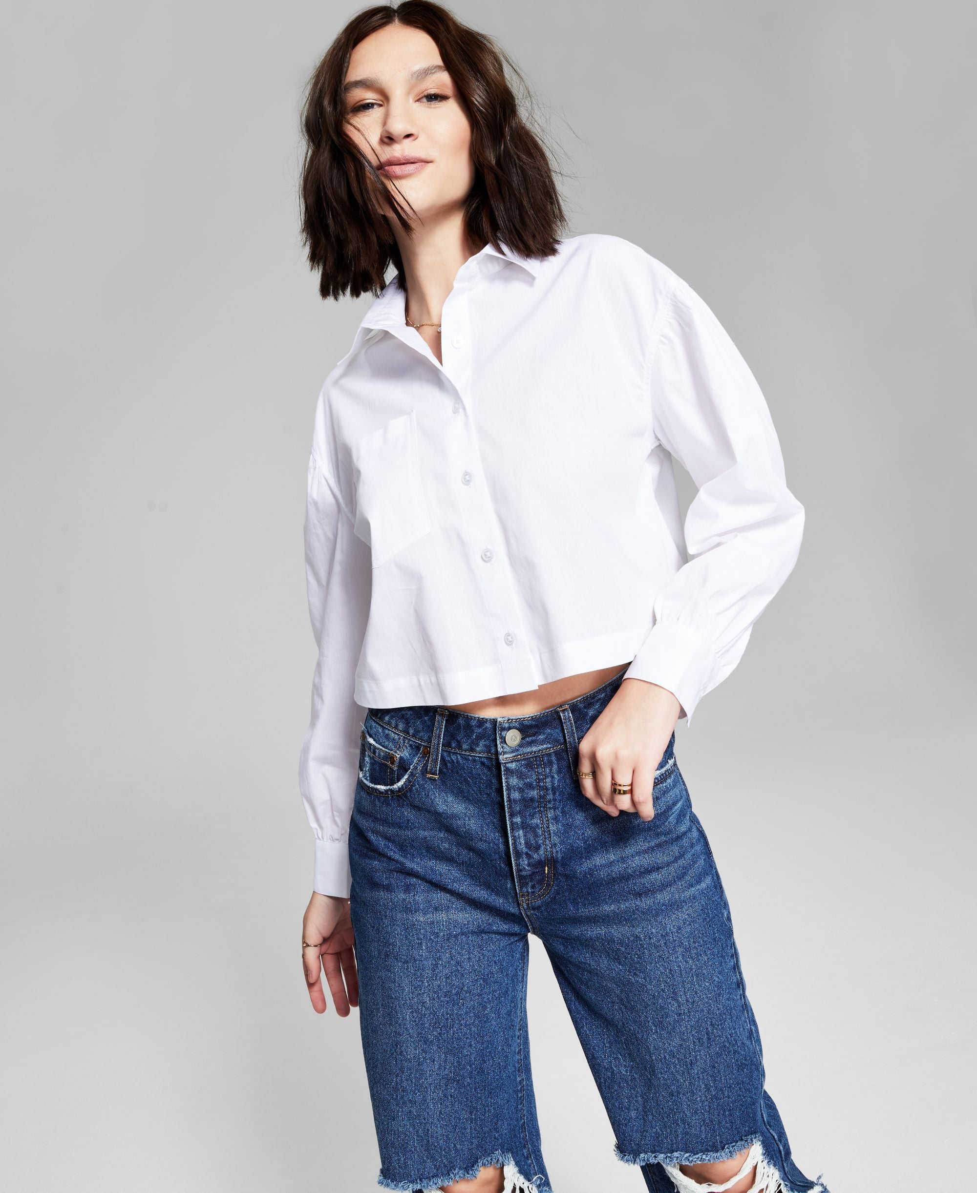 Now This Puffed Cropped Poplin Modern Shirt
