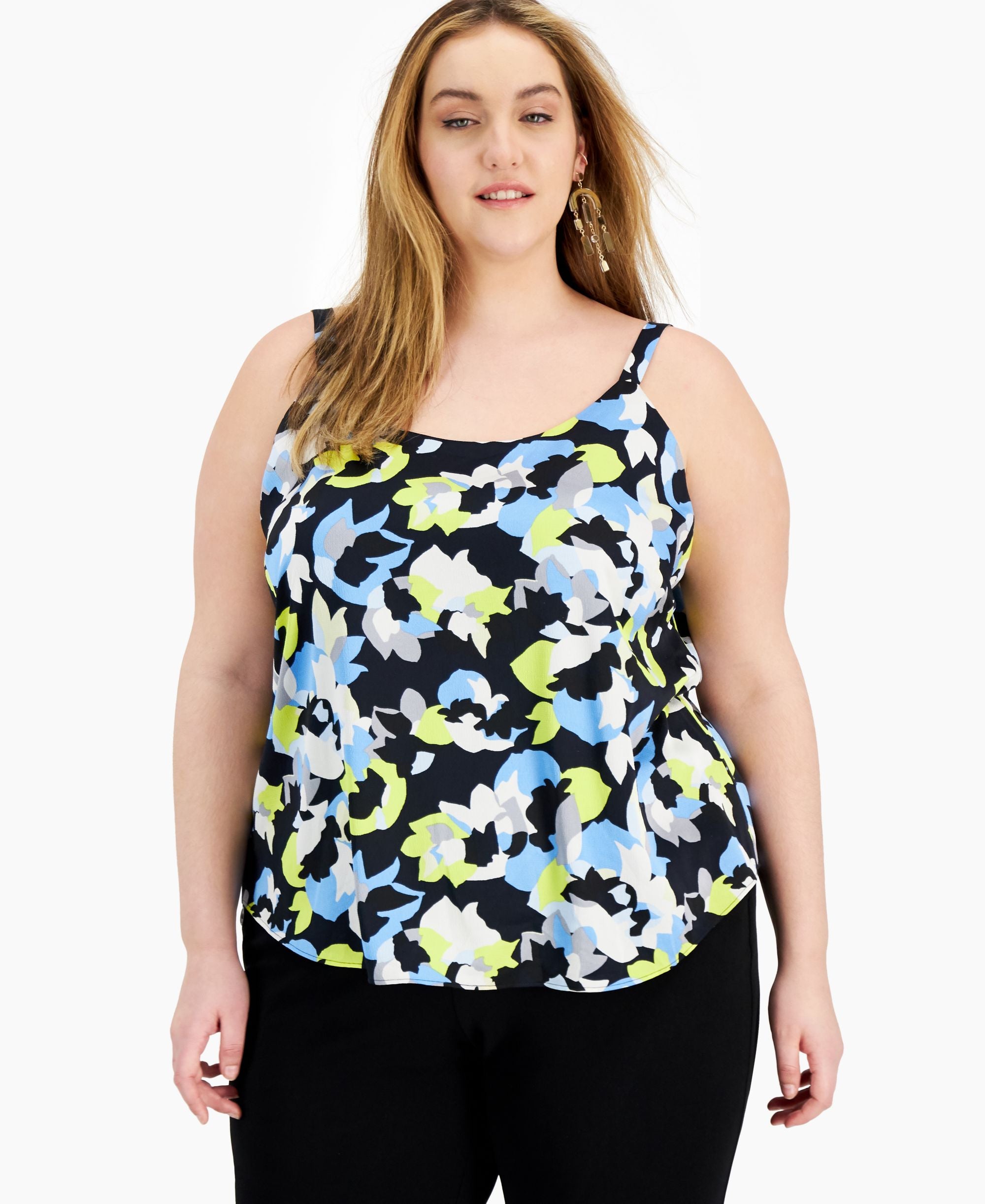 Bar III Plus Size Printed Sleeveless Premium Top