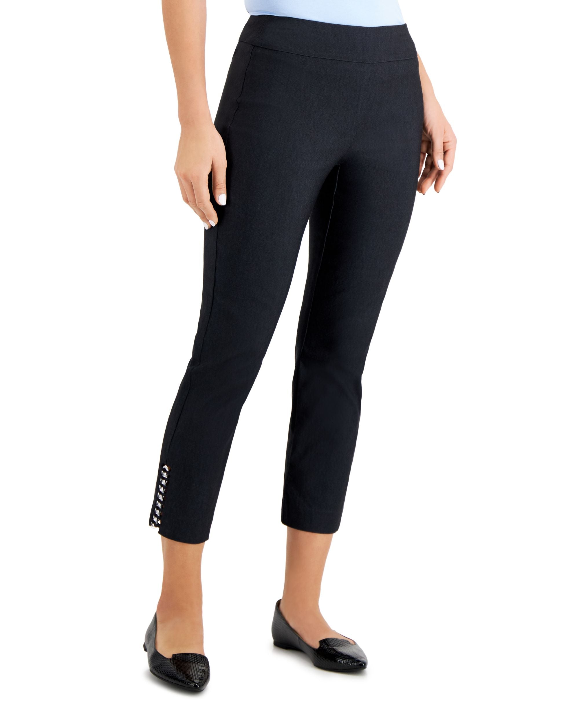 JM Collection Polished Denim Chain Hem Ankle Signature Pants