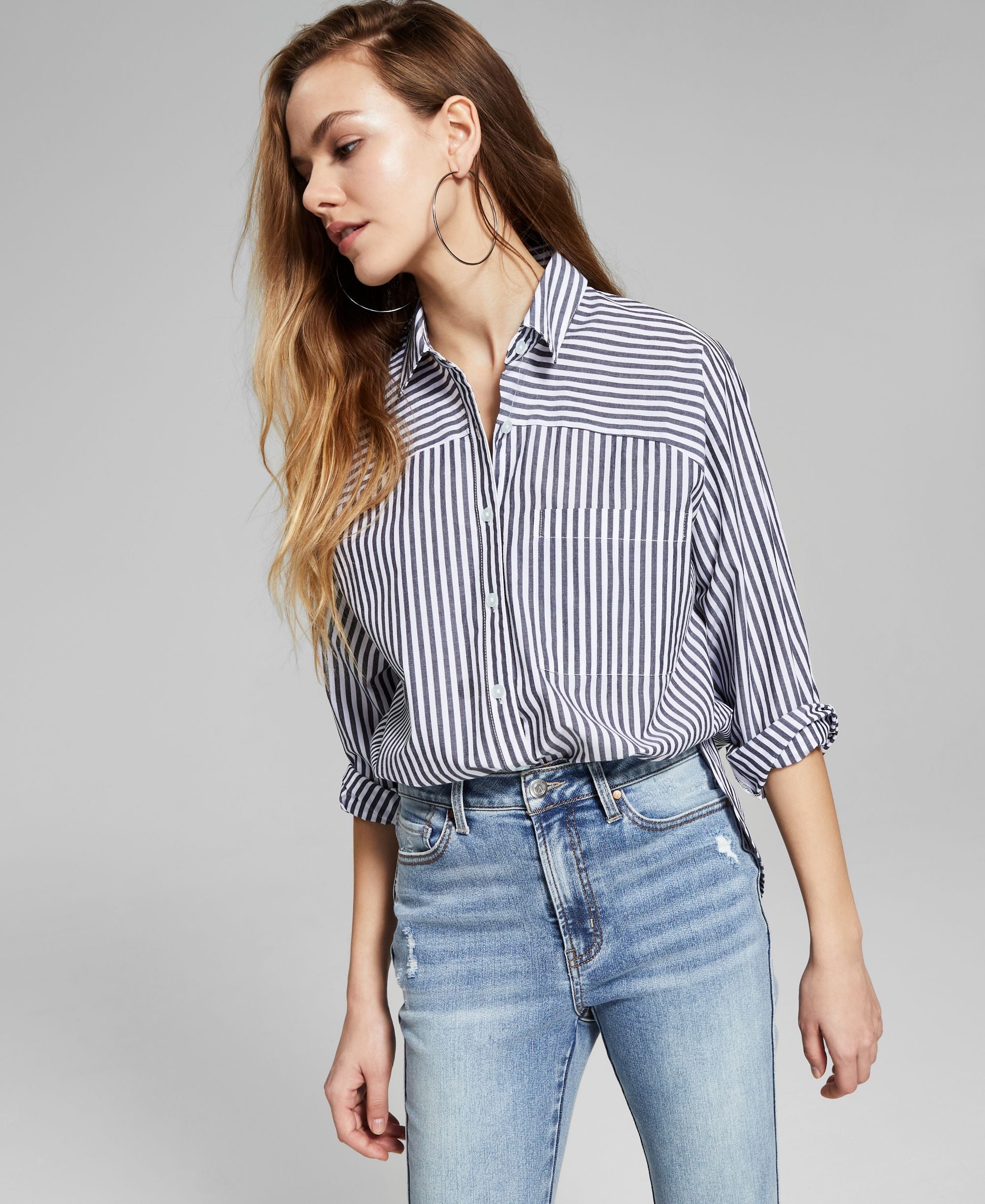 Now This Womens Cotton Striped Modern Shirt