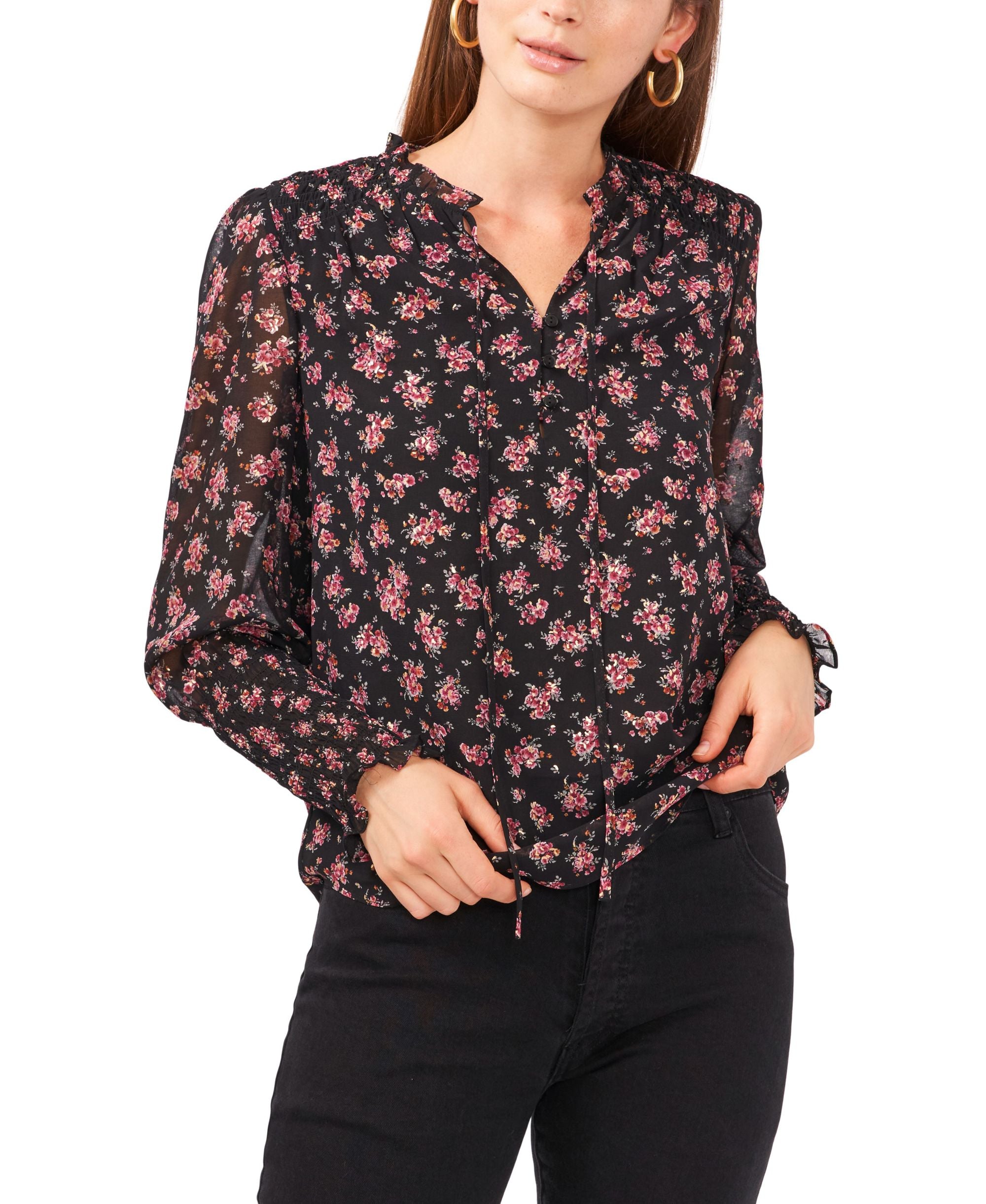 Smock Sleeve Tie Front Premium Top