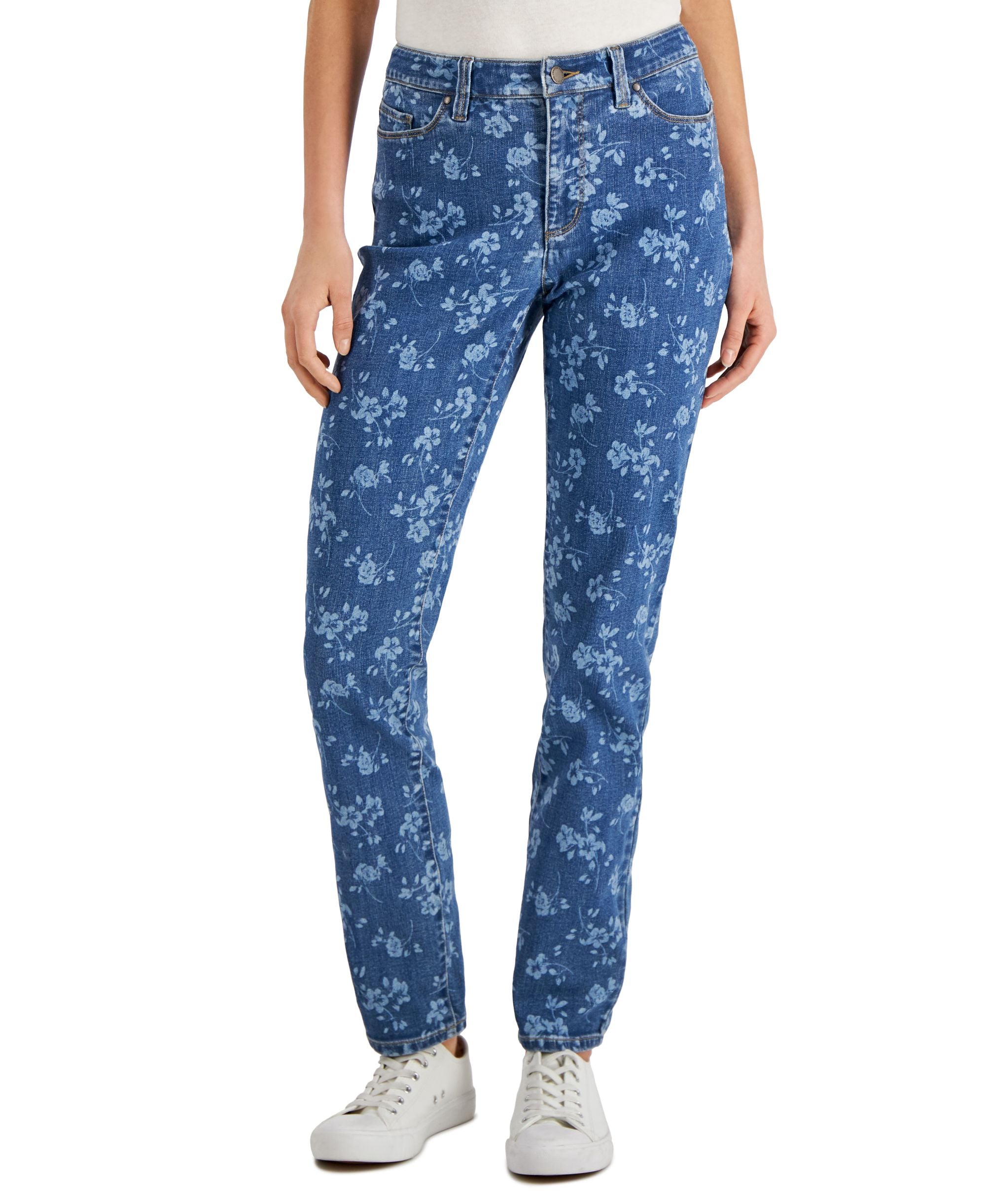 Charter Club Printed Straight-Cut Premium Jeans