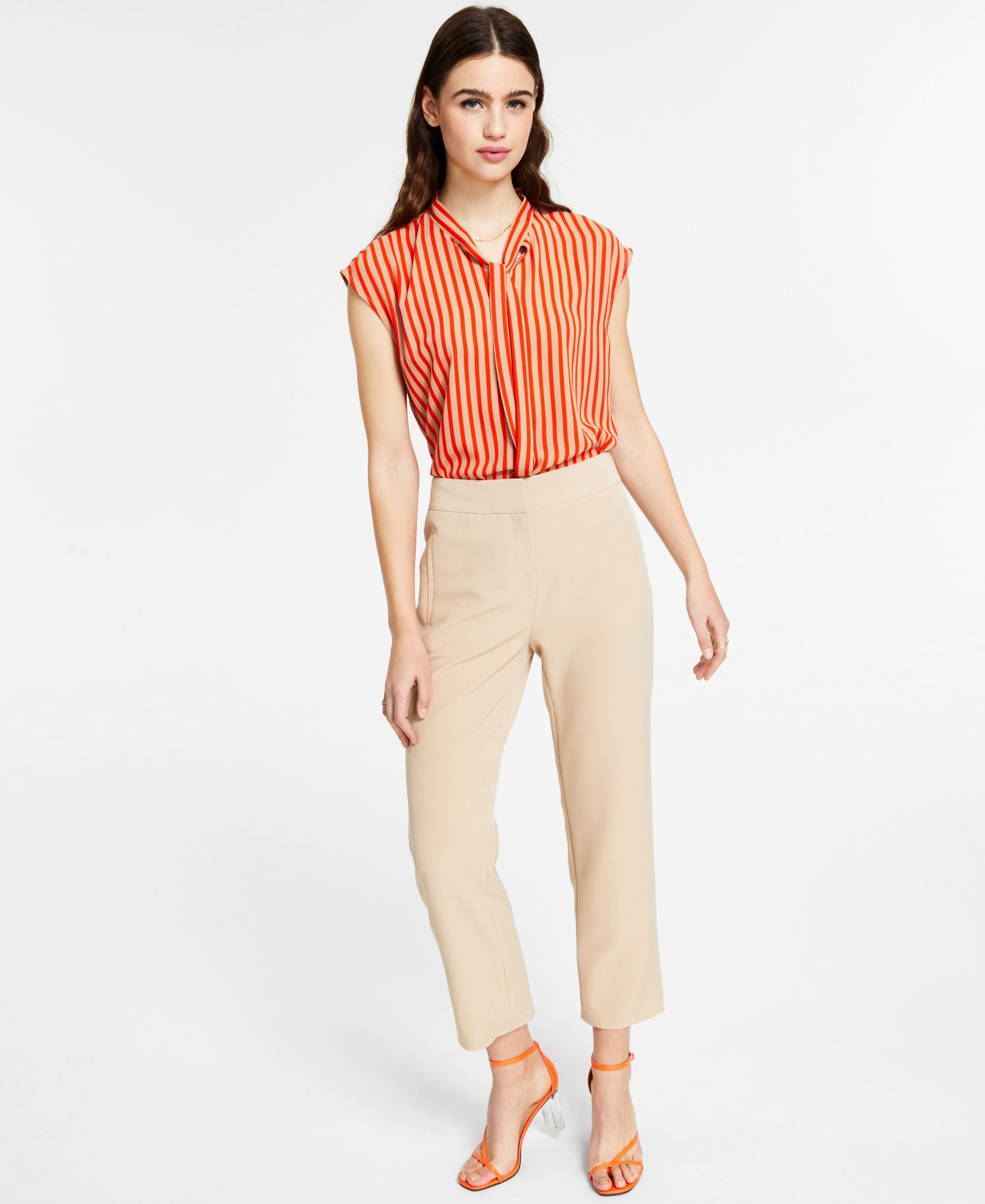Bar III Mid Rise Straight-Cut Signature Pants