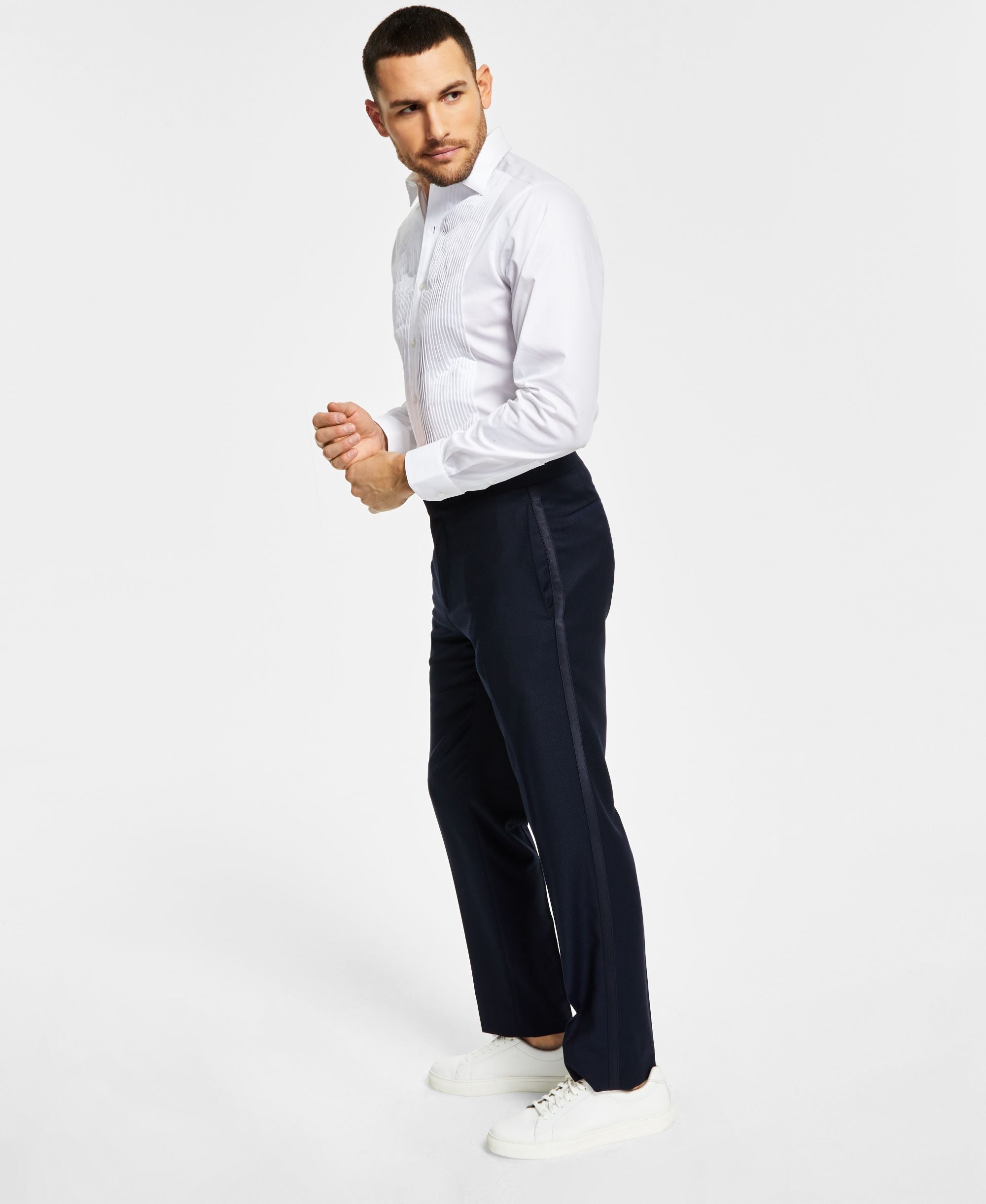 Men's Slim-Cut-Fit Navy Tuxedo Signature Pants