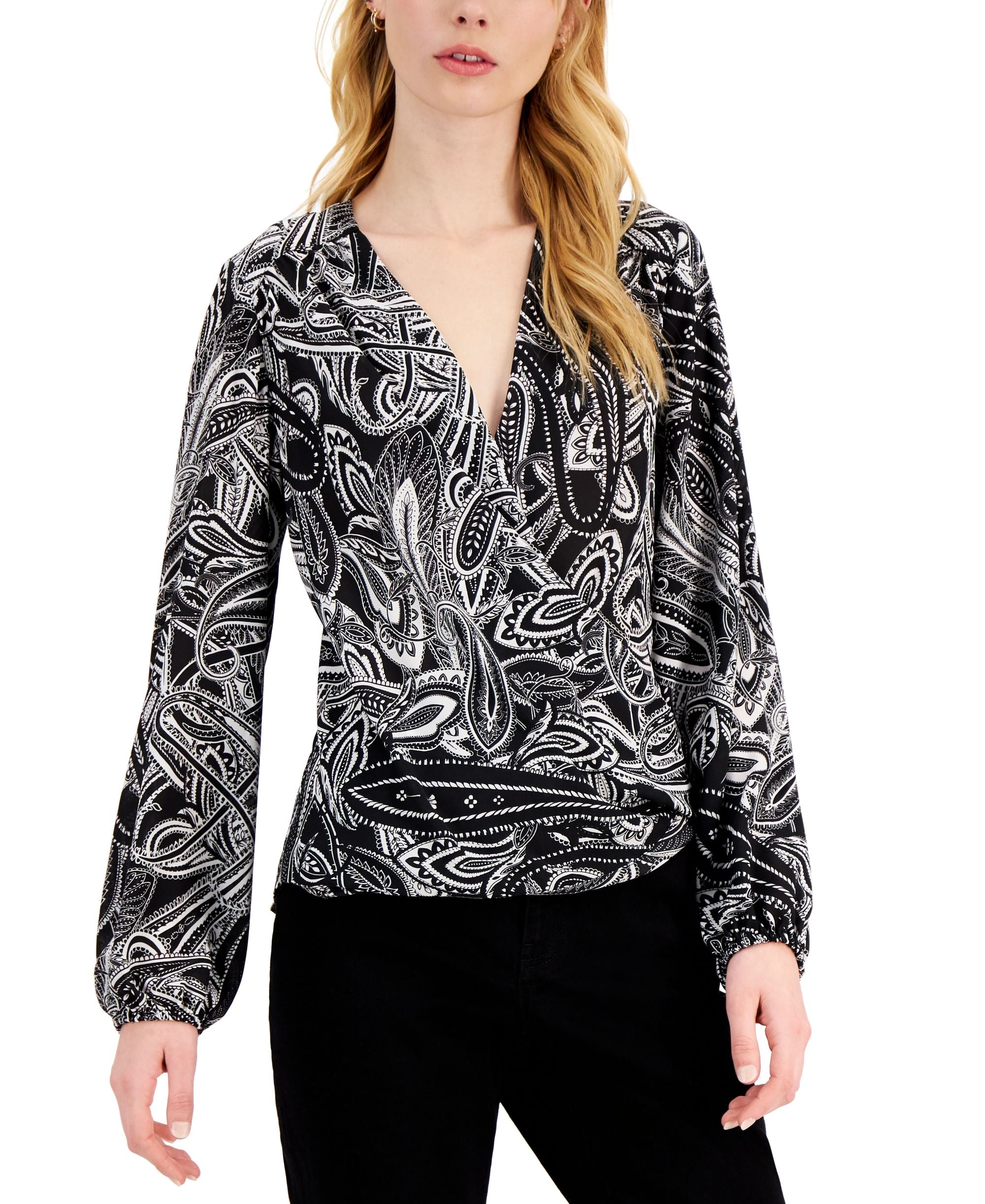 INC International Concepts Womens Paisley Print Premium Top