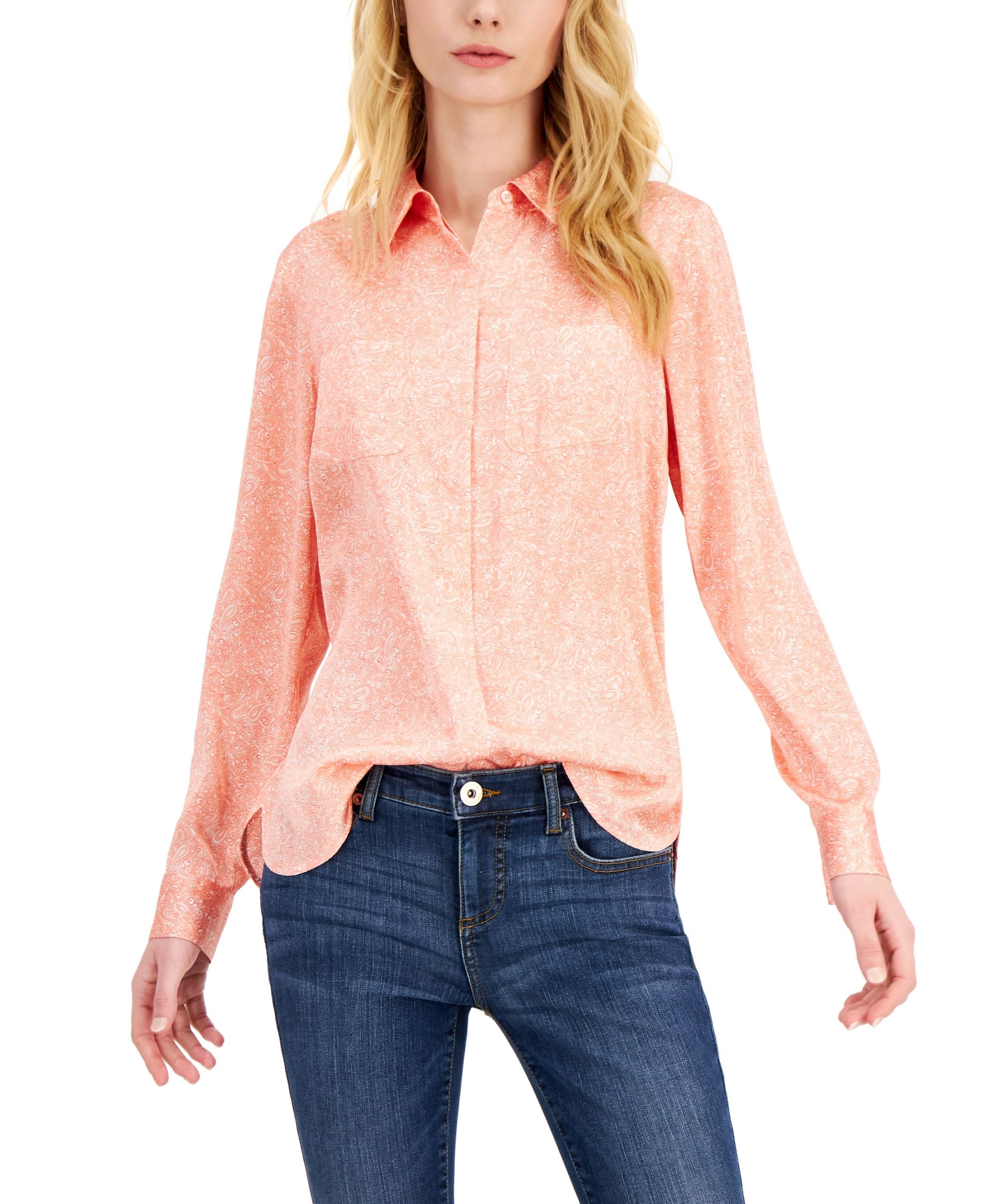 INC International Concepts Womens Patch Pocket Modern Shirt