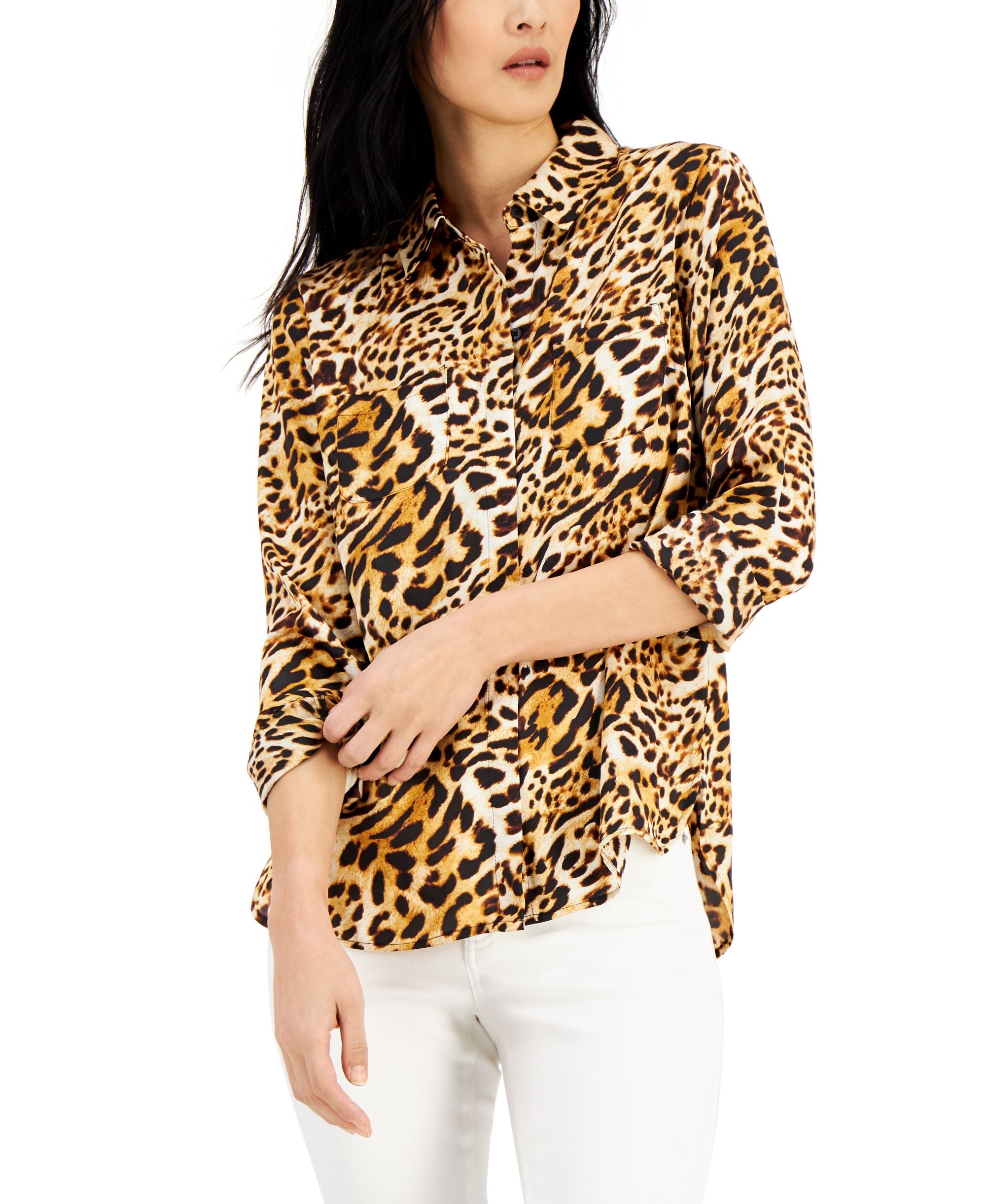 INC International Concepts Womens Printed Button-Down