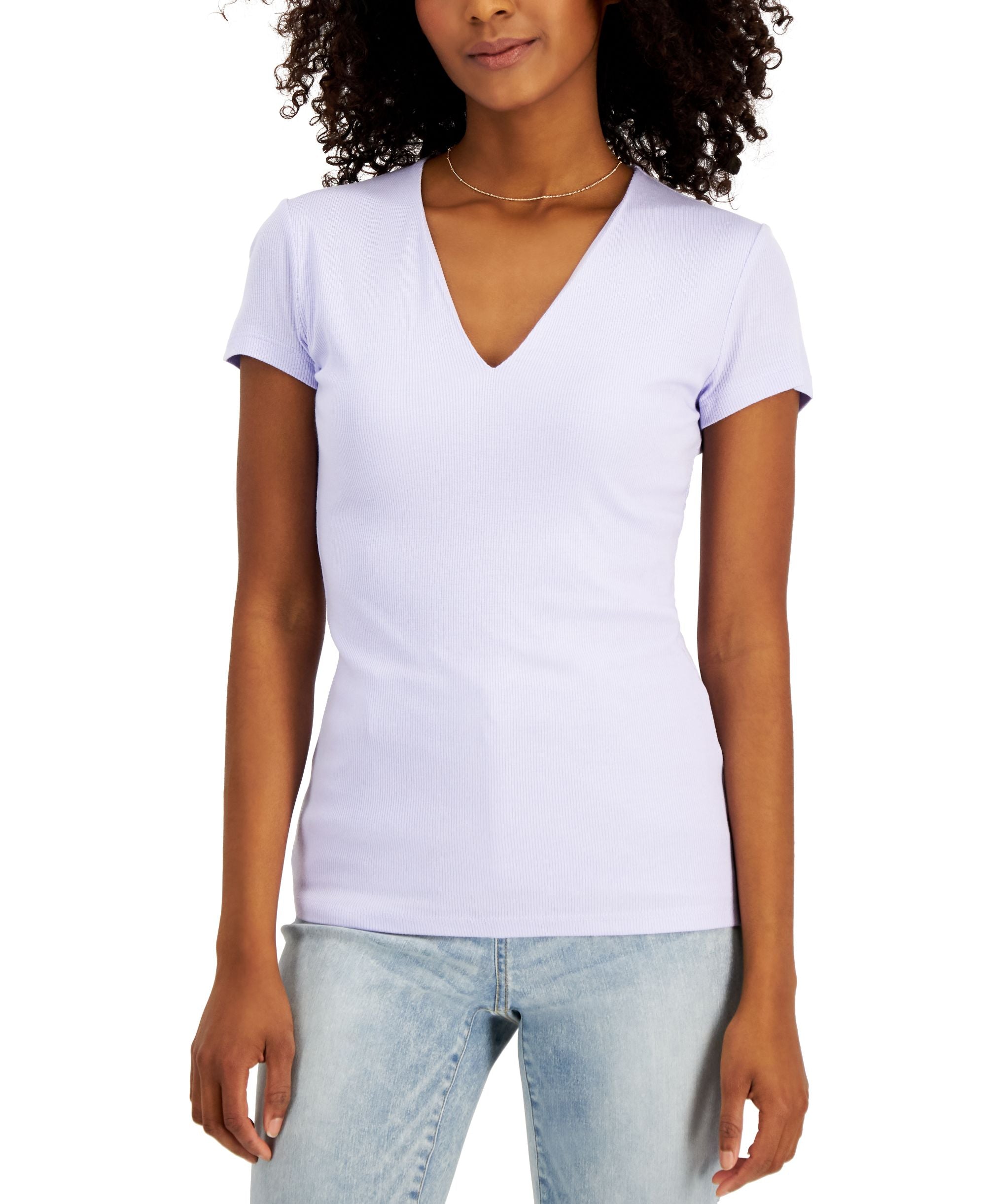 International Concepts Womens Ribbed V Neck Premium Top