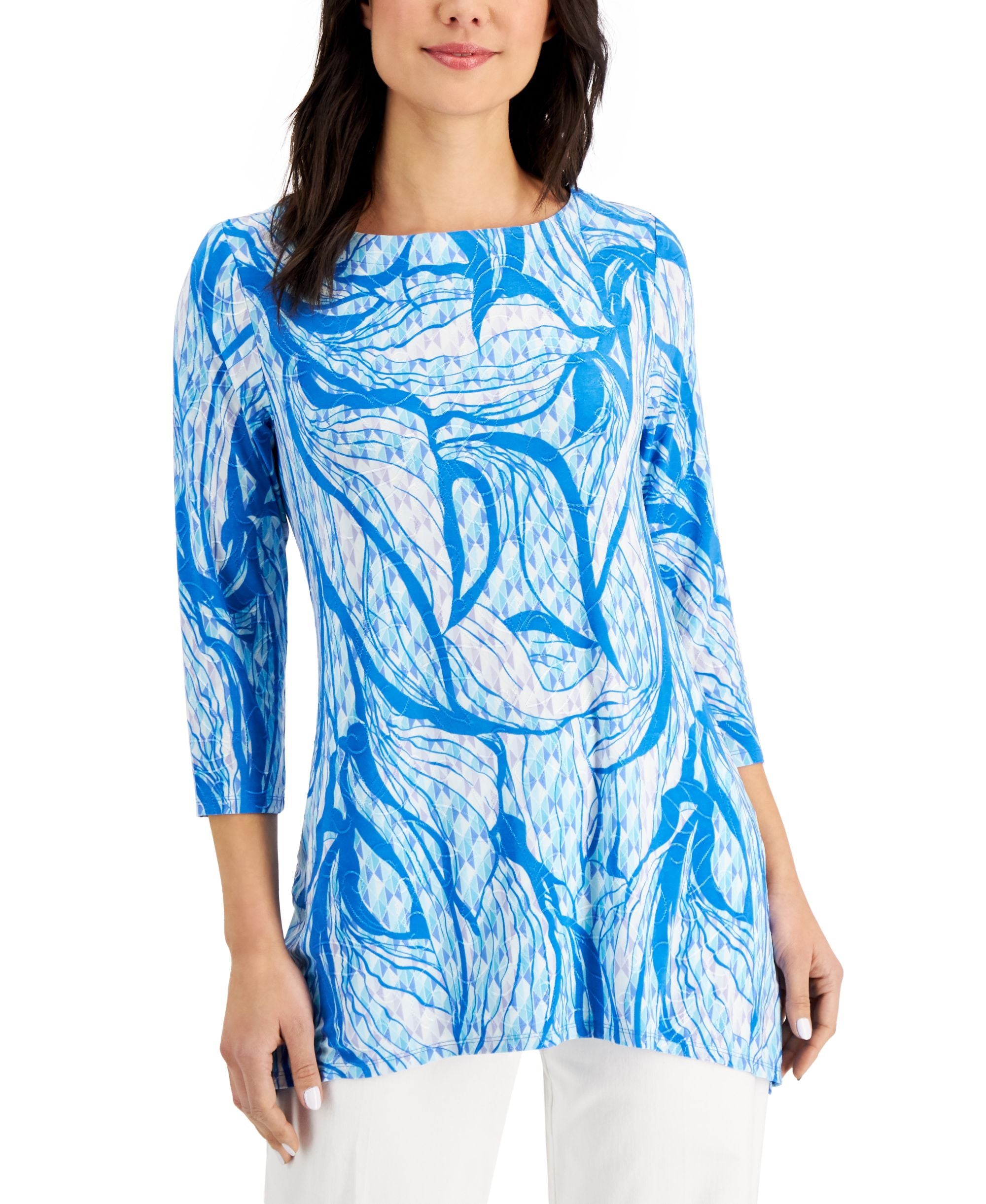 JM Collection Printed Jacquard Premium Top