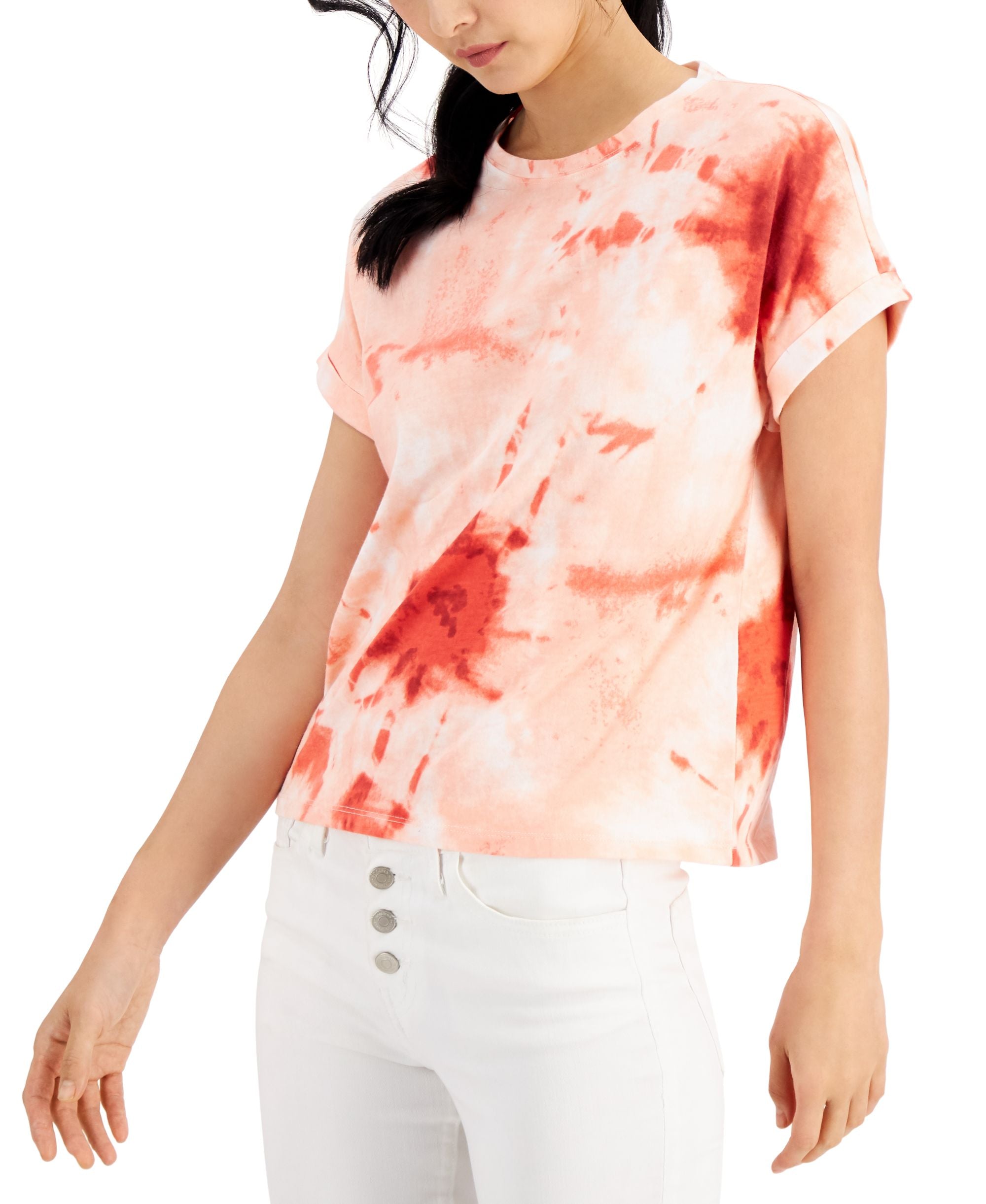 INC International Concepts Womens Cotton Tie Dyed T-Modern Shirt
