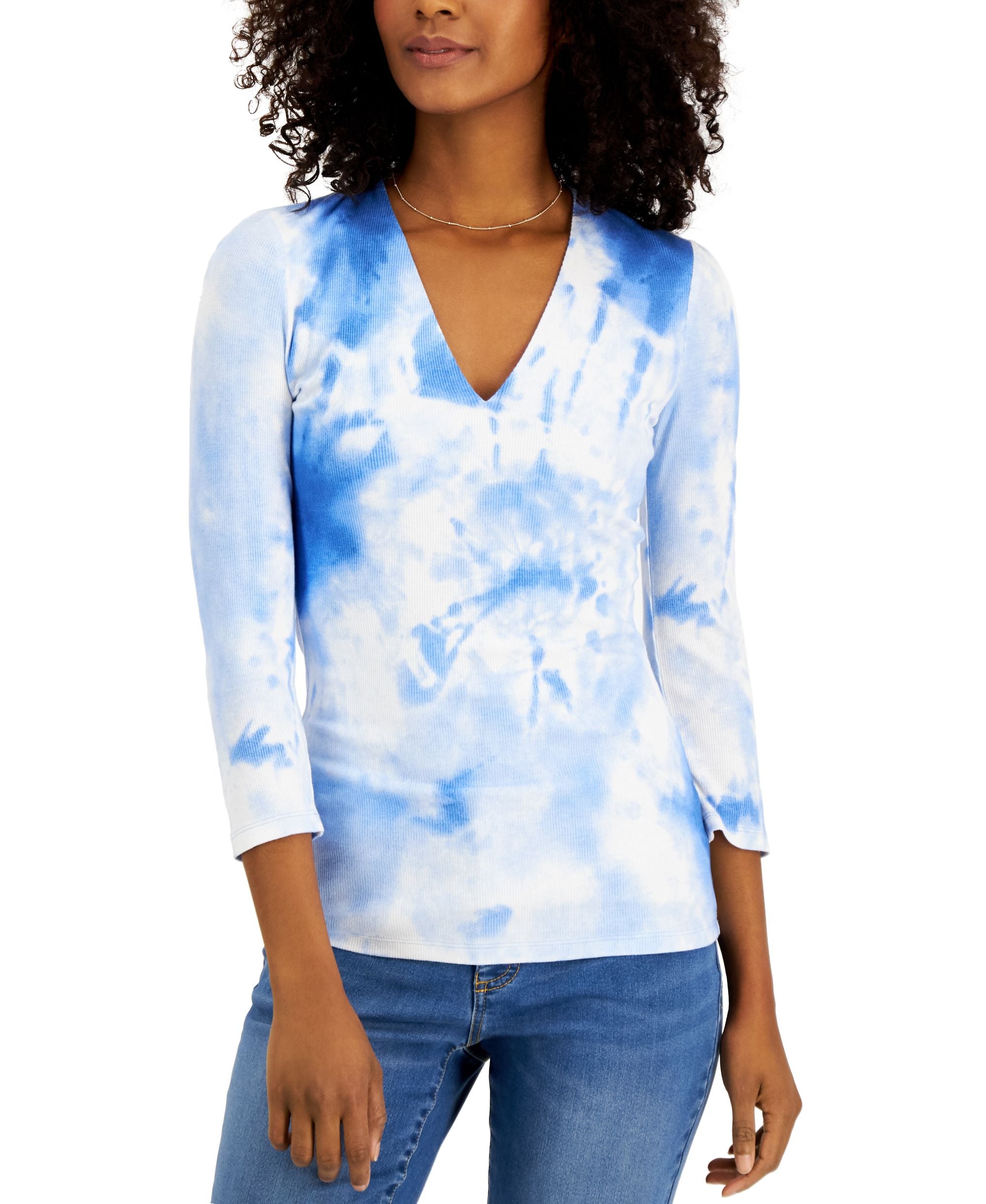 INC International Concepts Womens Ribbed Tie Dye Premium Top