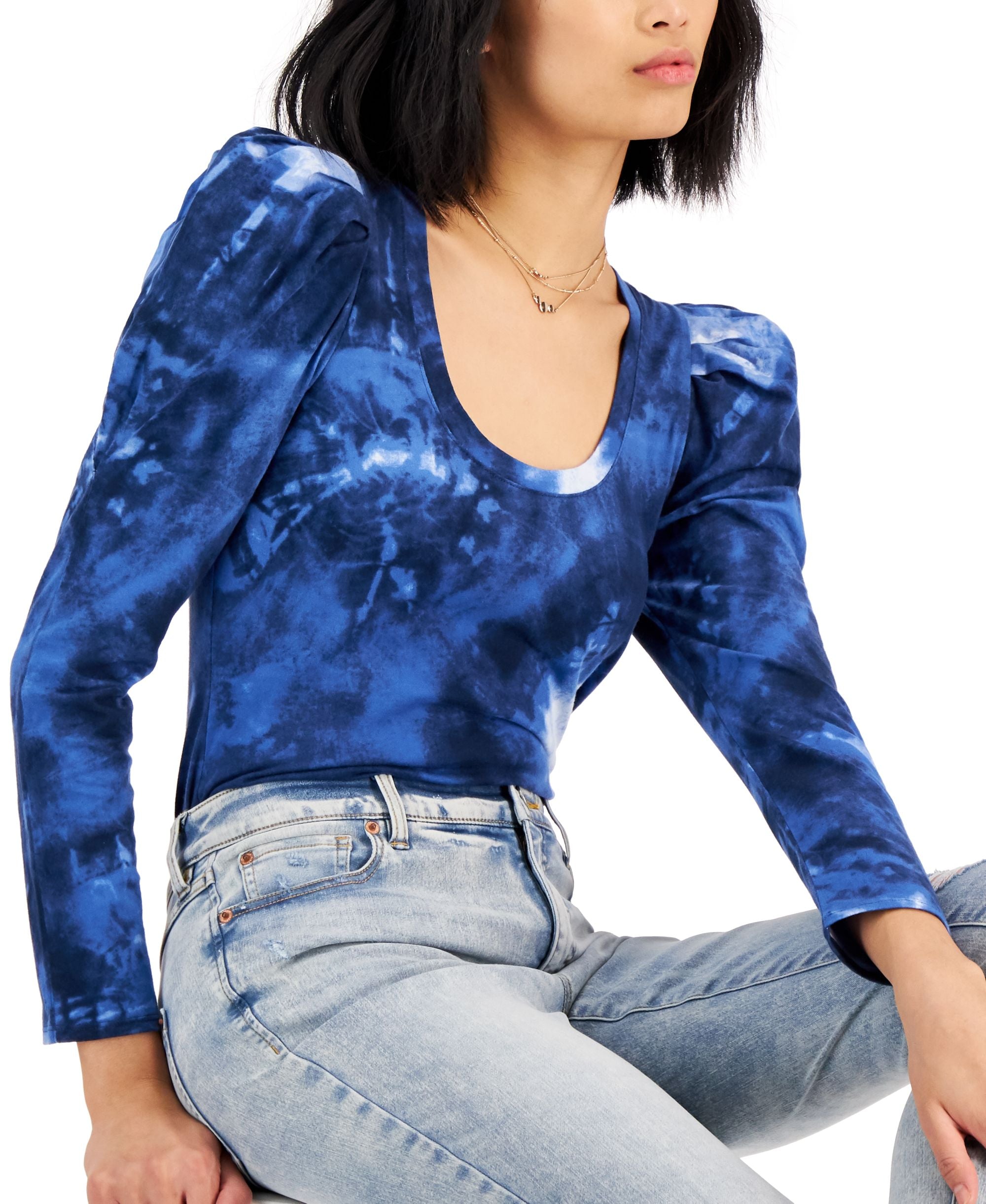 INC International Concepts Cotton Puff-Sleeve Premium Top