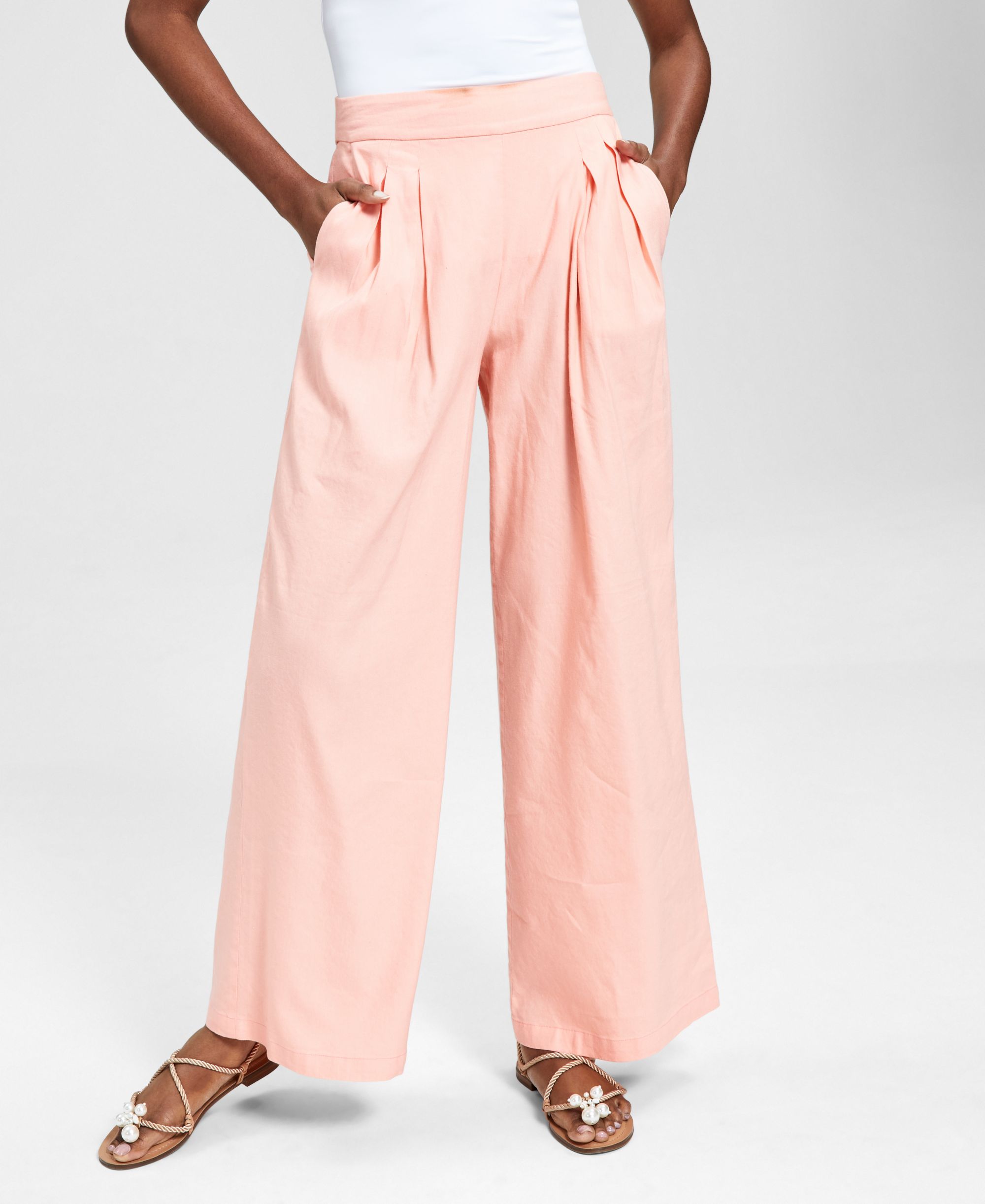 INC International Concepts High Rise Comfort-Waist Wide-Leg Signature Pants