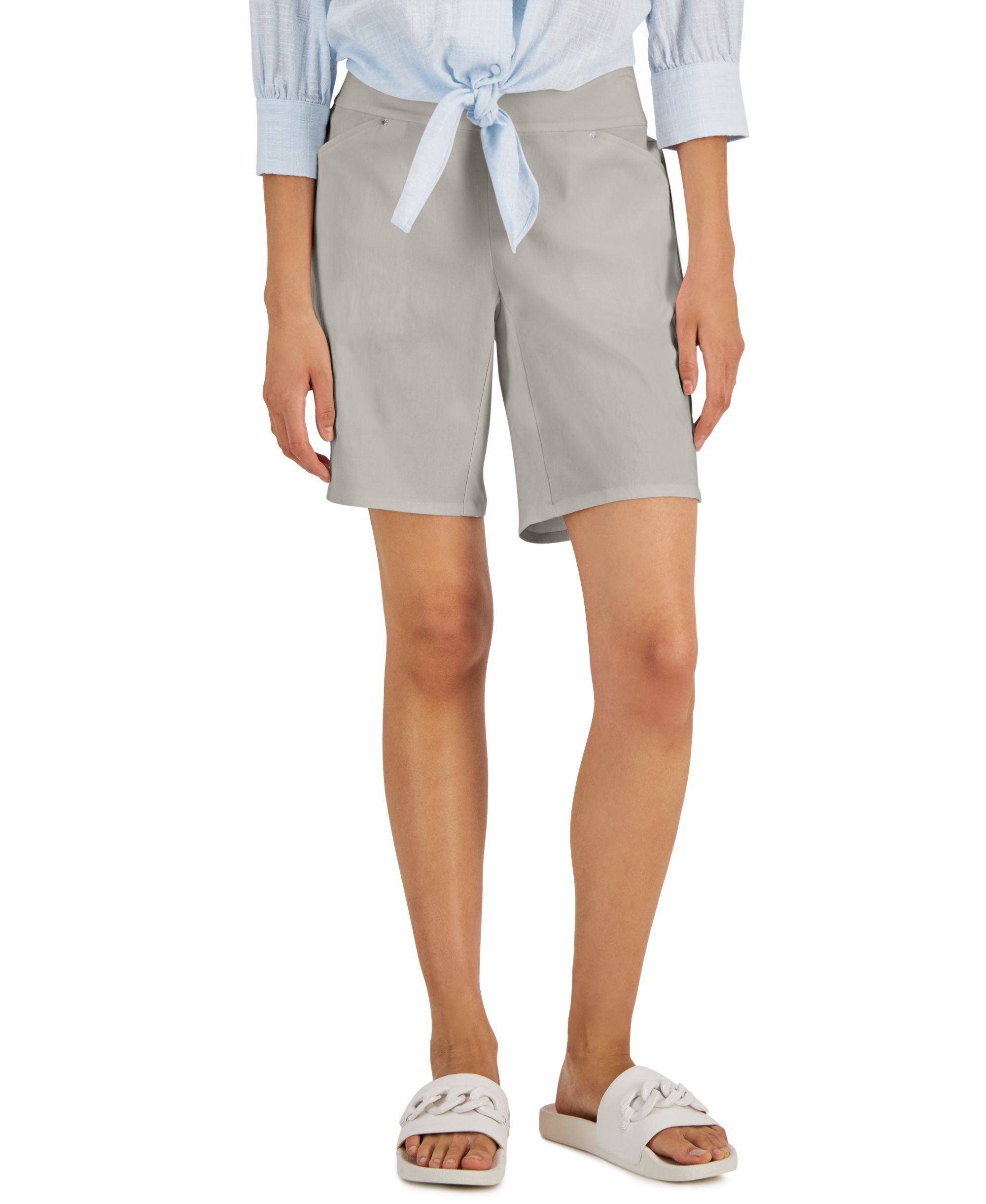 Women's Curvy Mid Rise Pull-On Bermuda Premium Shorts