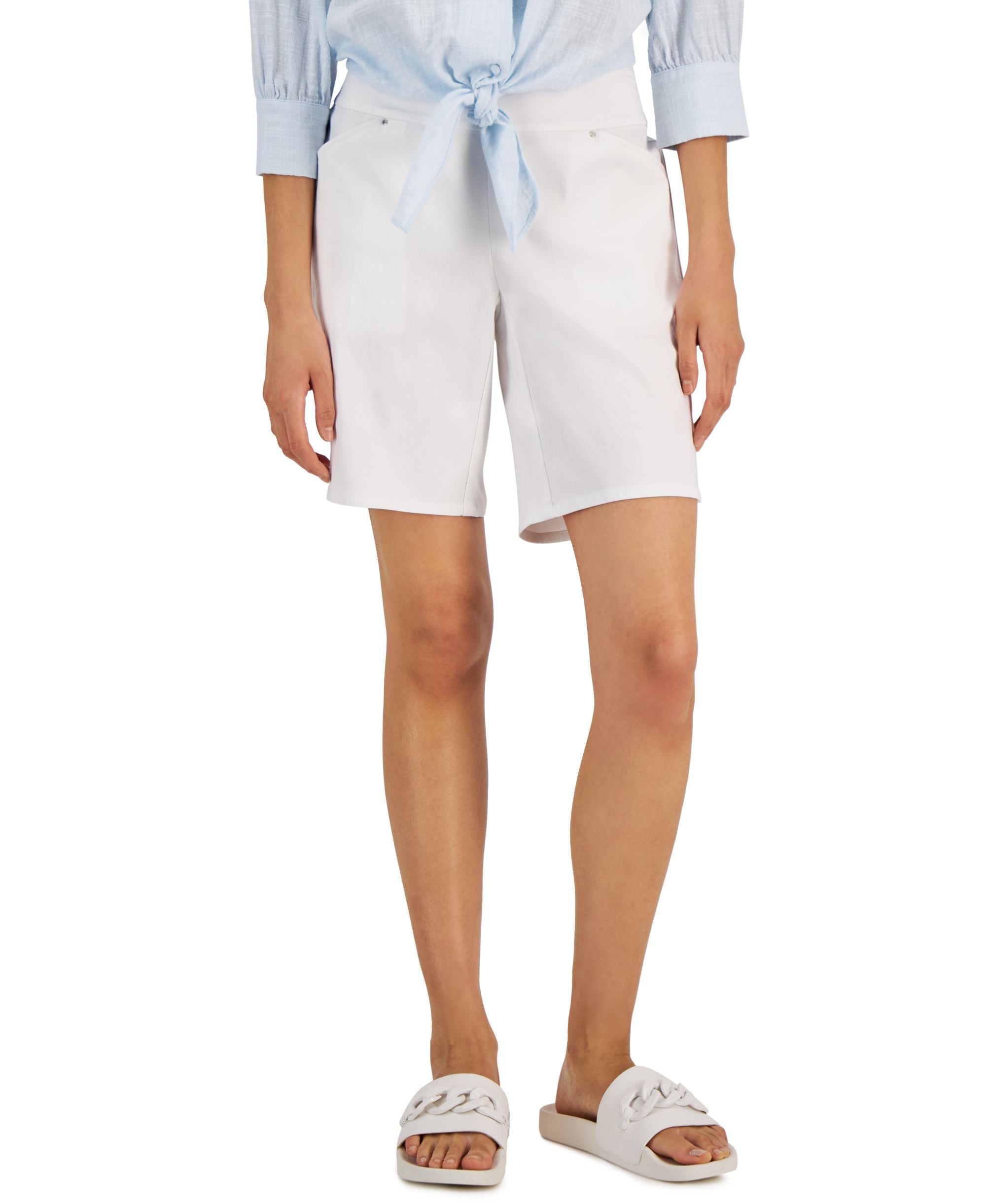 Women's Curvy Mid Rise Pull-On Bermuda Premium Shorts