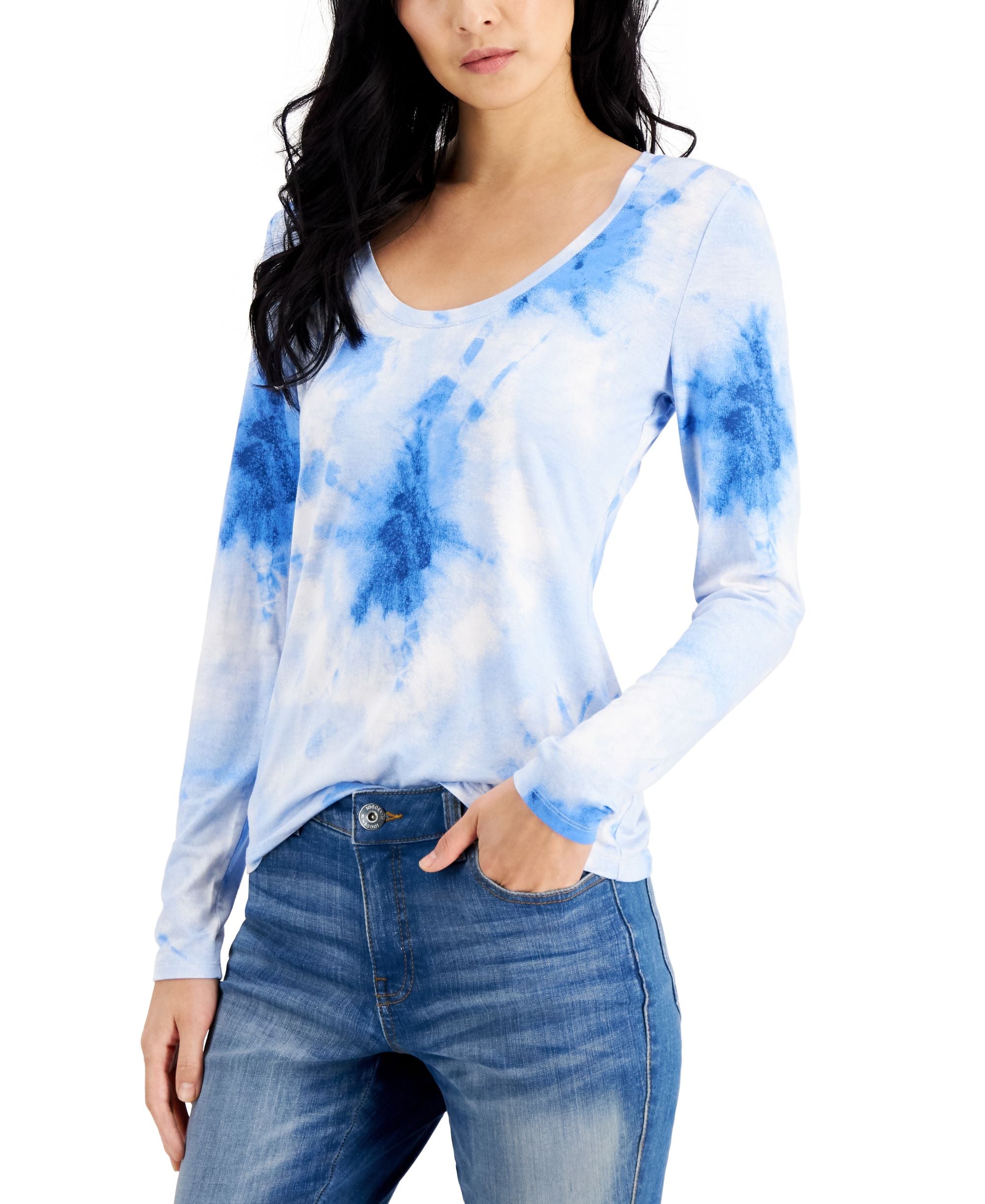 INC International Concepts Womens Tie Dye Print Premium Top