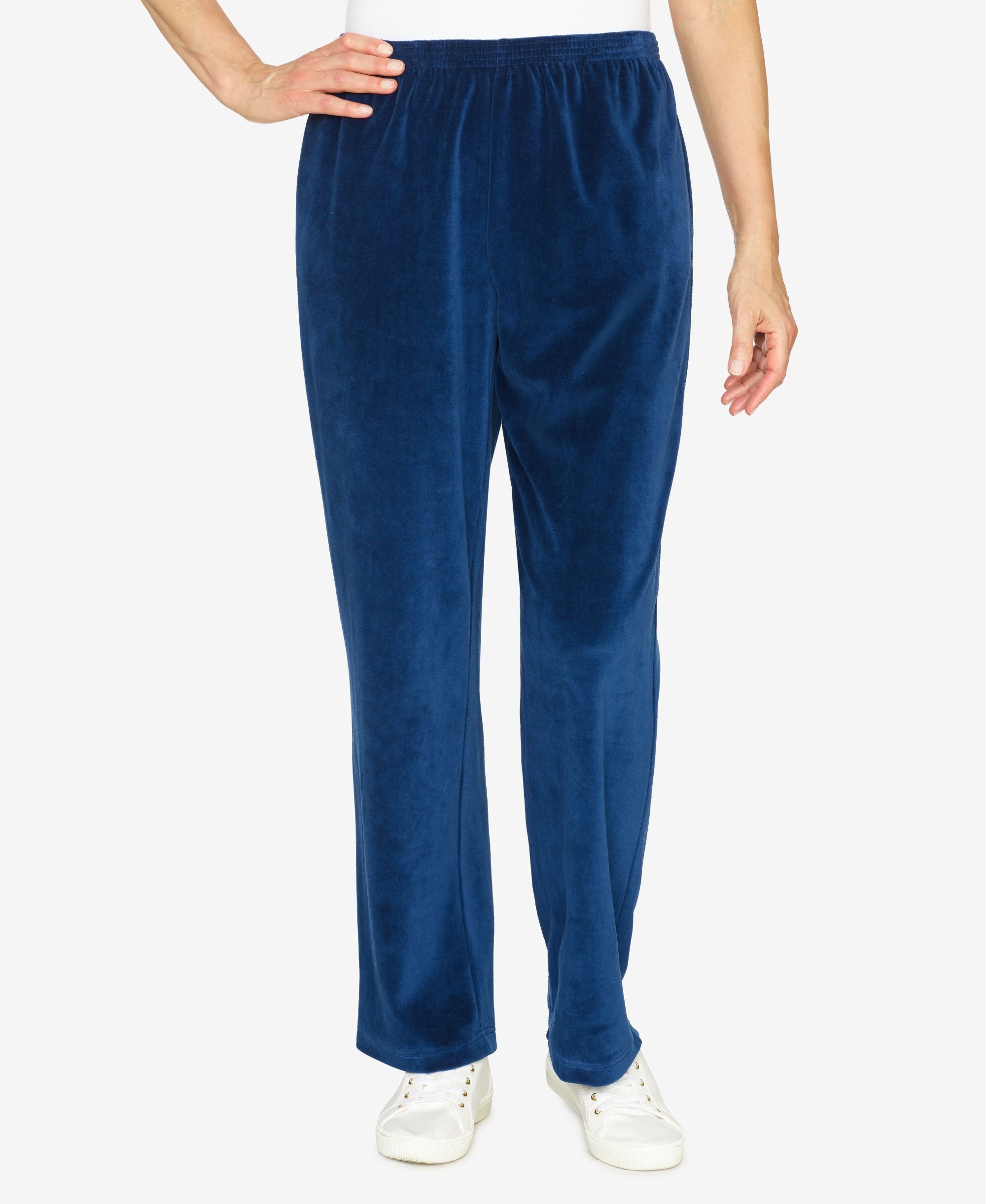 Womens Missy Precious Jewels Velour Straight-Cut Short Length Signature Pants