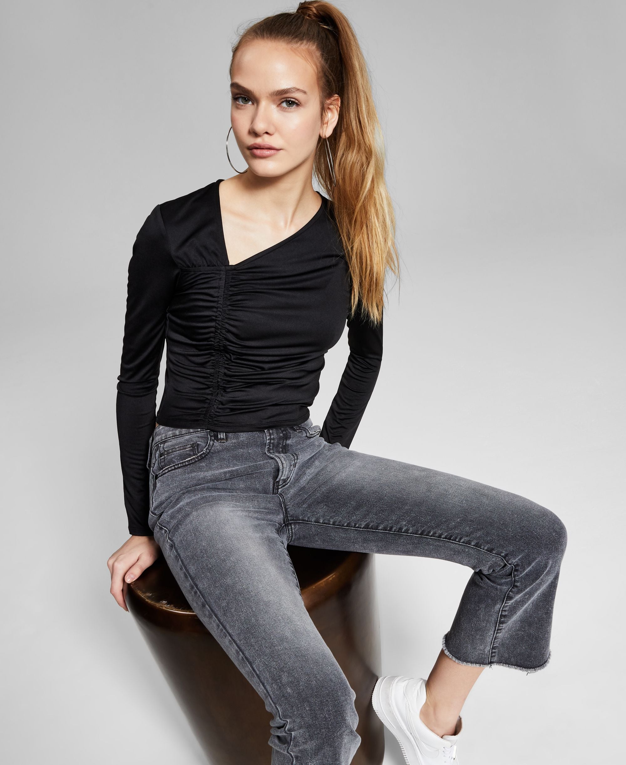 Now This Asymmetrical Ruched Premium Top