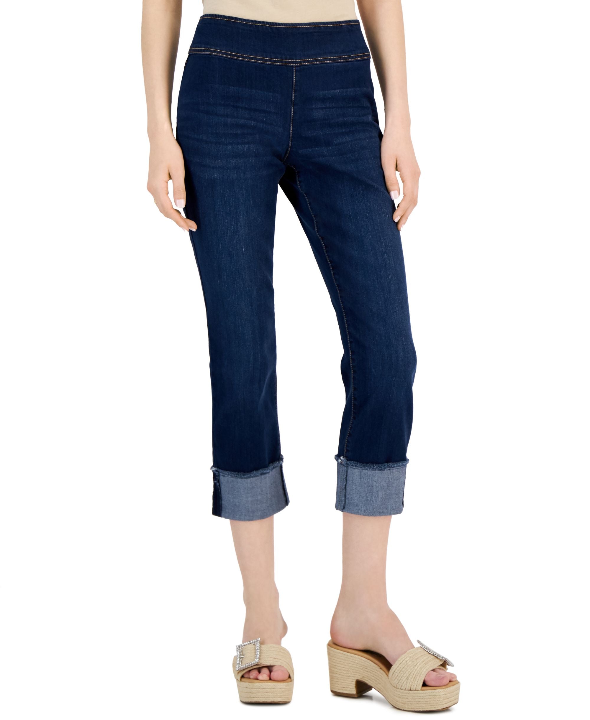 INC International Concepts Womens Mid Rise Comfort-Waist Cuffed Premium Jeans