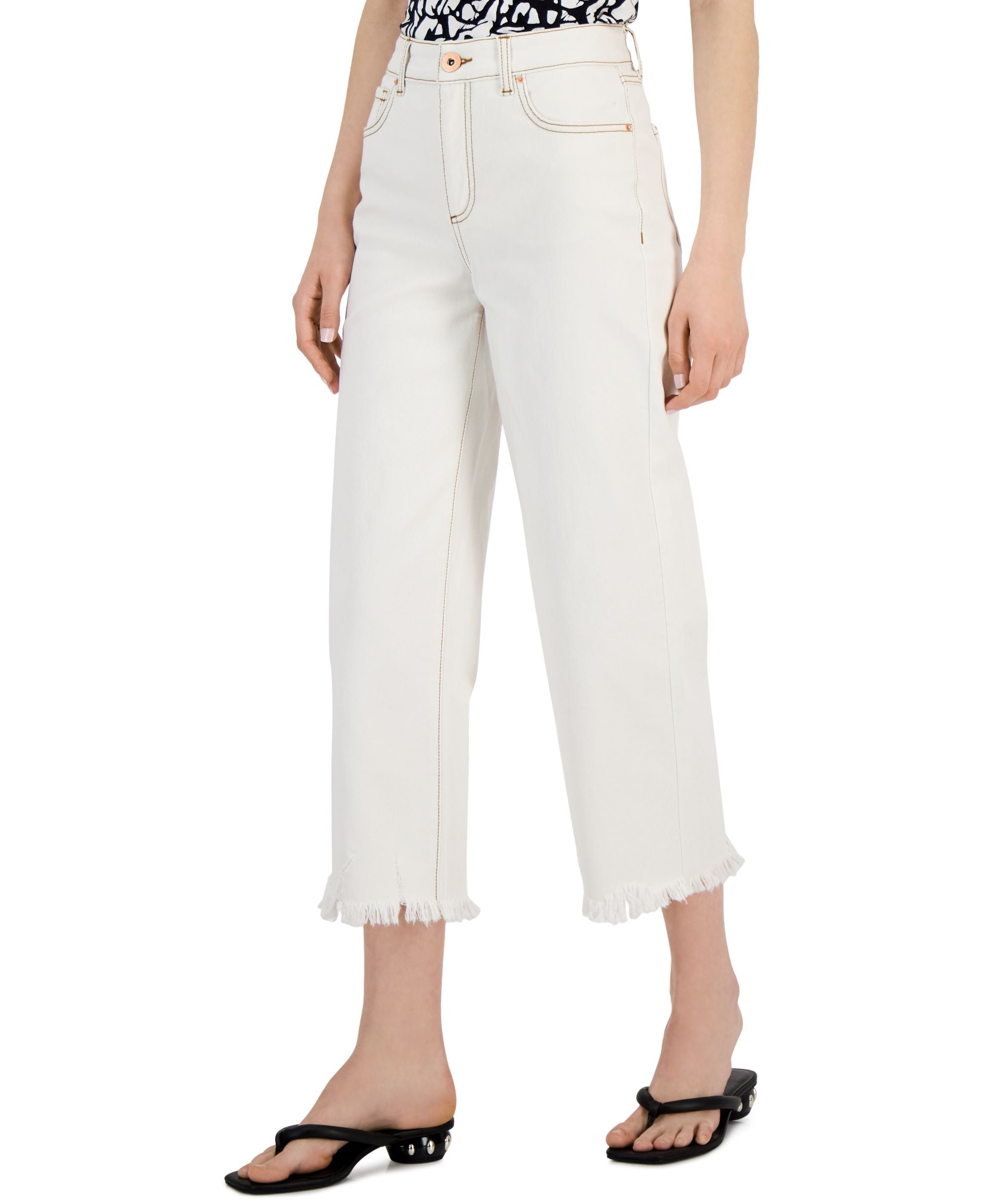 INC International Concepts Womens High Rise Cropped Wide-Leg Premium Jeans