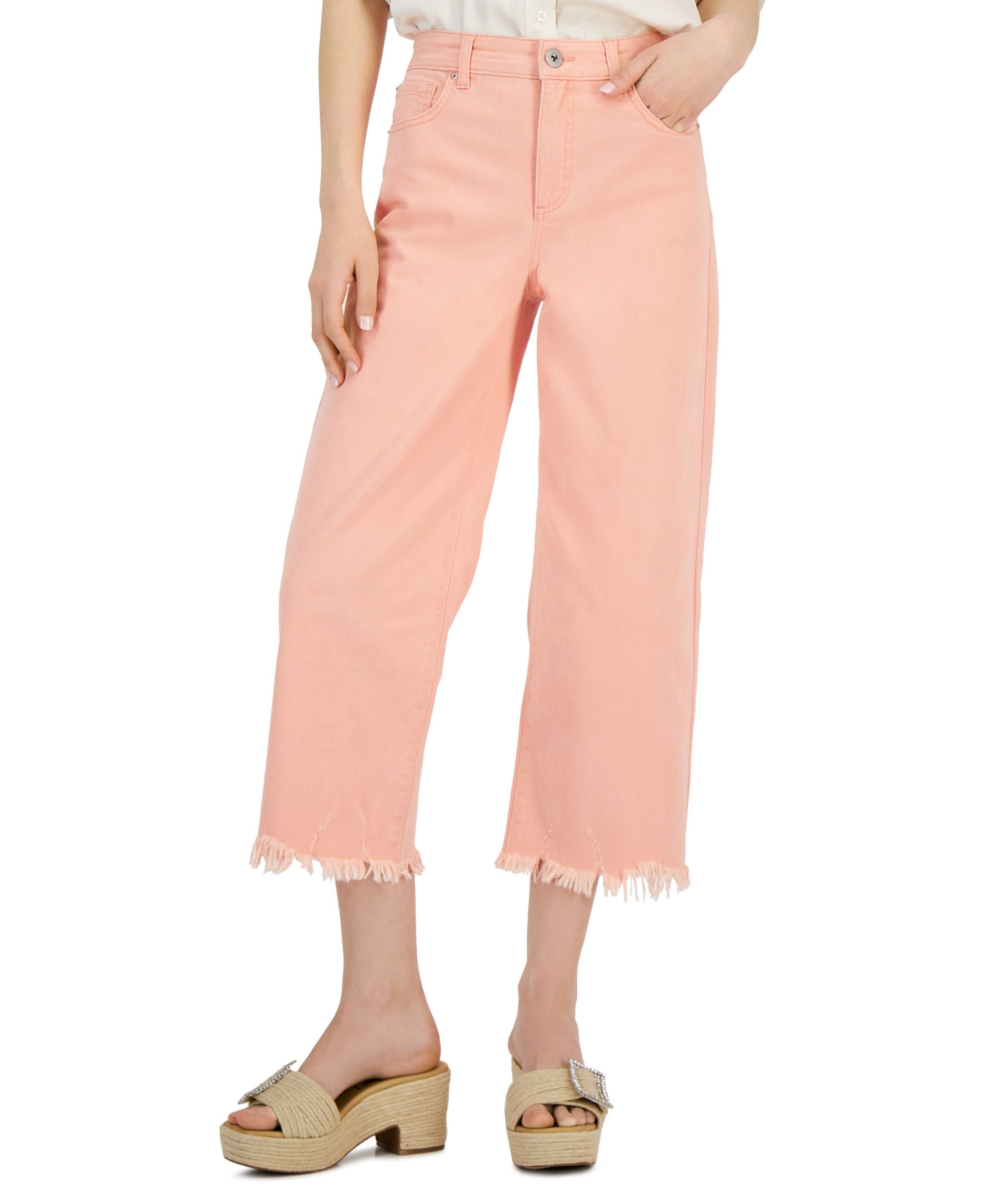 INC International Concepts High Rise Cropped Wide-Leg Premium Jeans