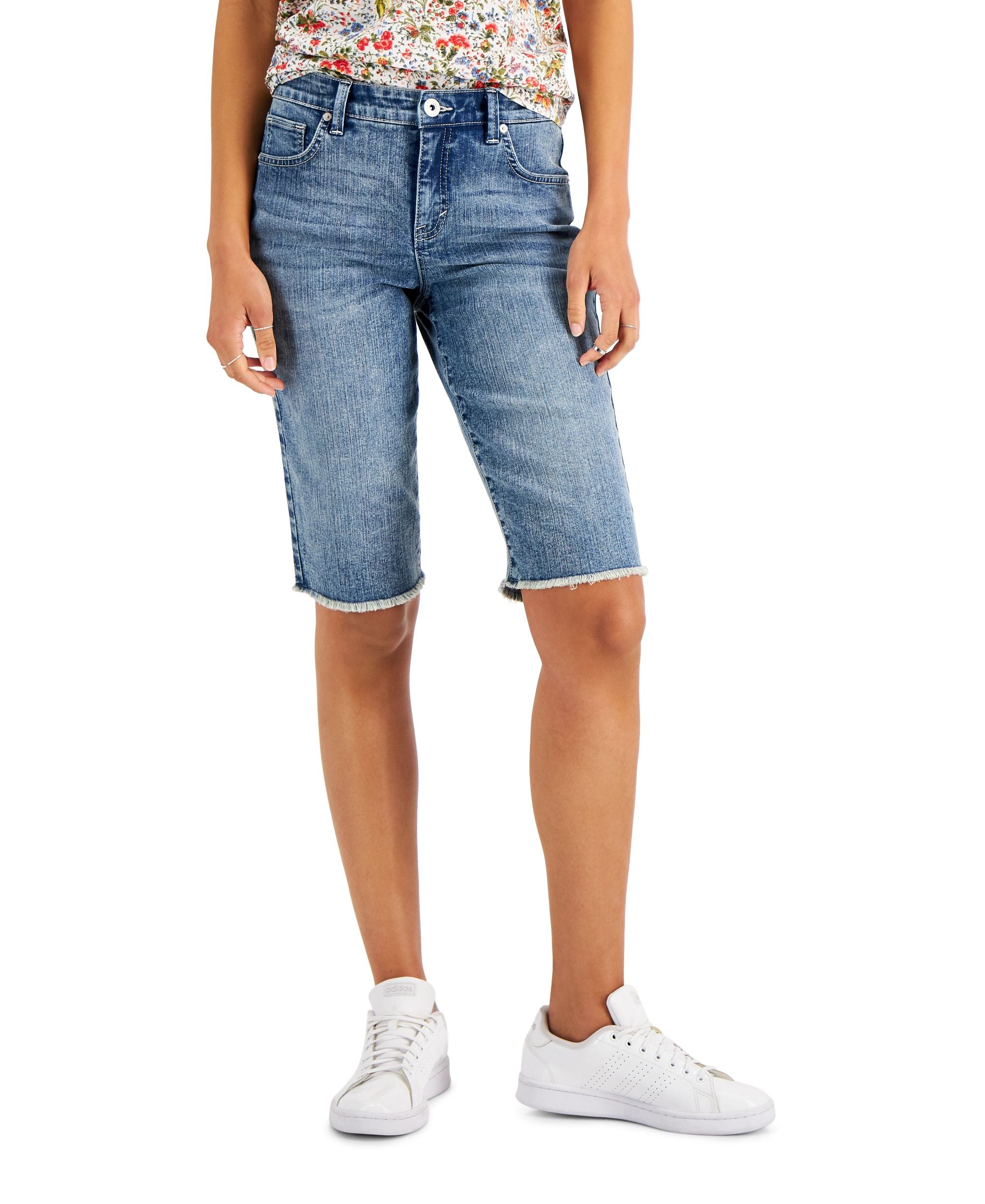 Style & Co Mid Rise Raw Edge Bermuda Premium Shorts