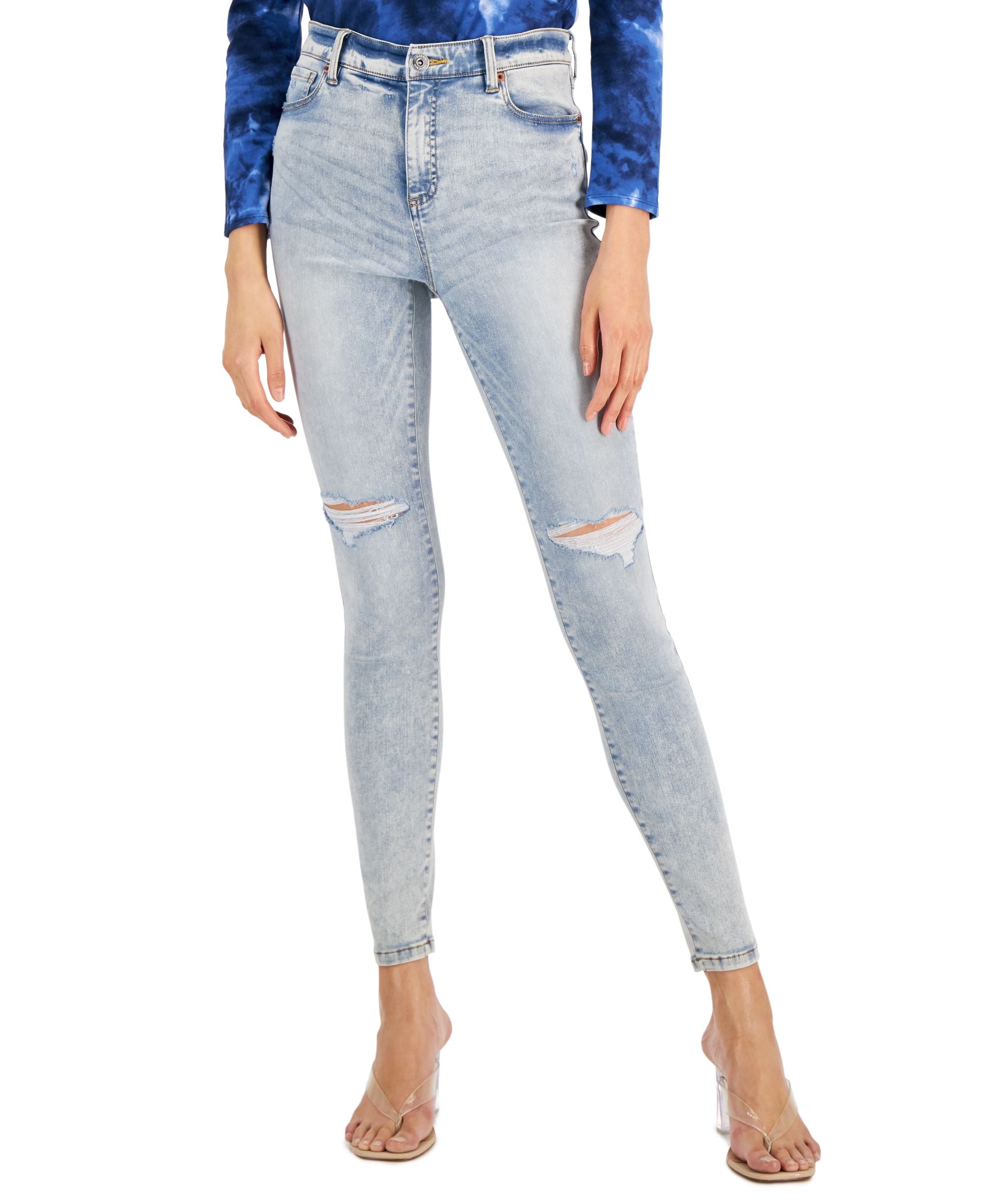 INC International Concepts Womens High Rise Ripped Skinny-Fit Premium Jeans