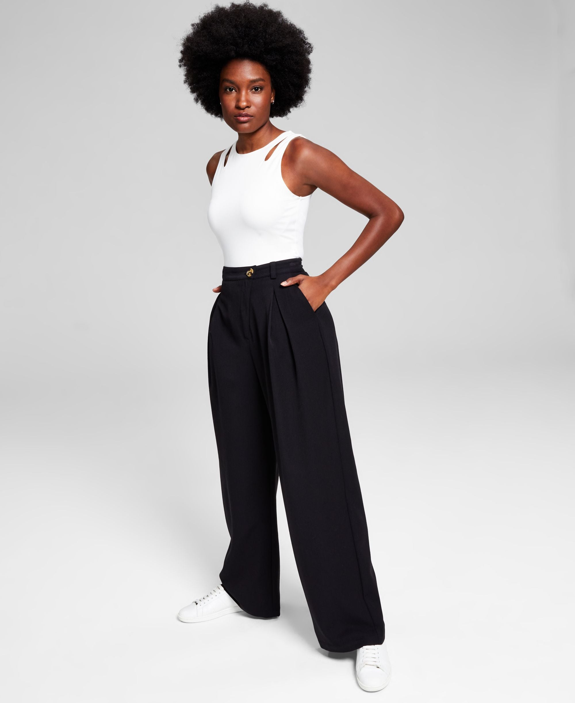 Now This Womens Wide-Leg Signature Pants