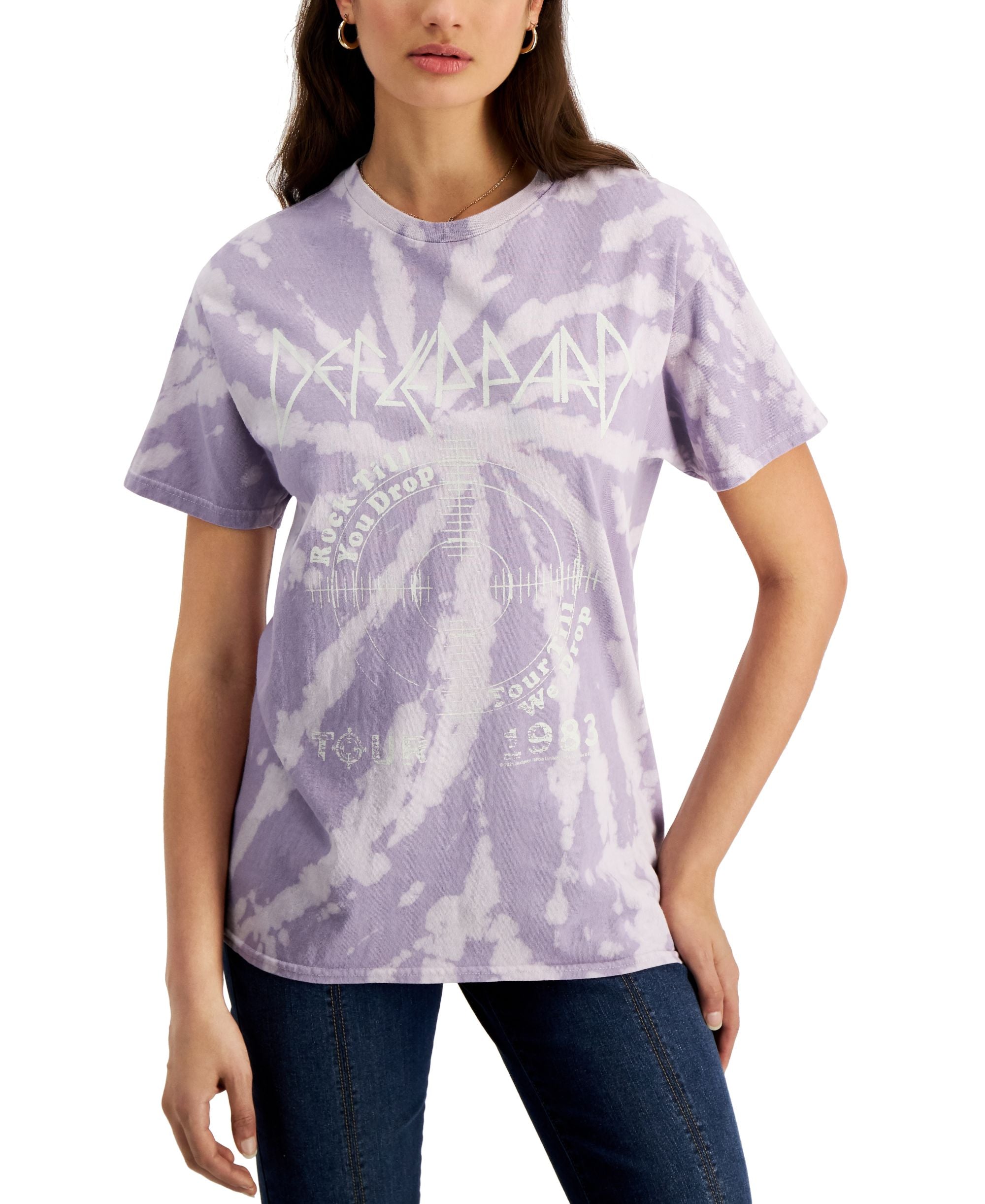 Junk Food Juniors Tie Dyed Def Leppard Graphic T-Modern Shirt