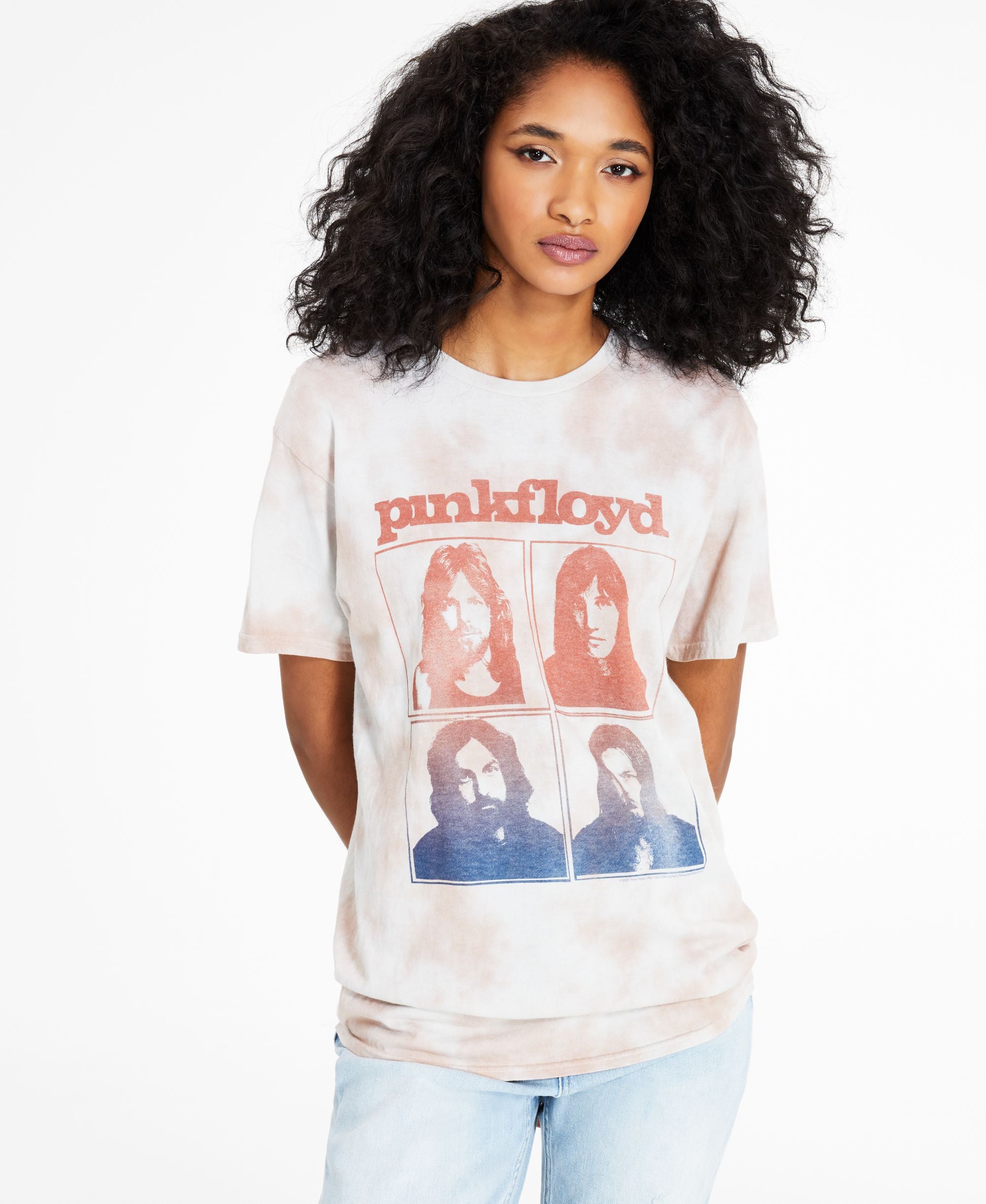 Junk Food Juniors Pink Floyd Tie Dyed Graphic T-Modern Shirt