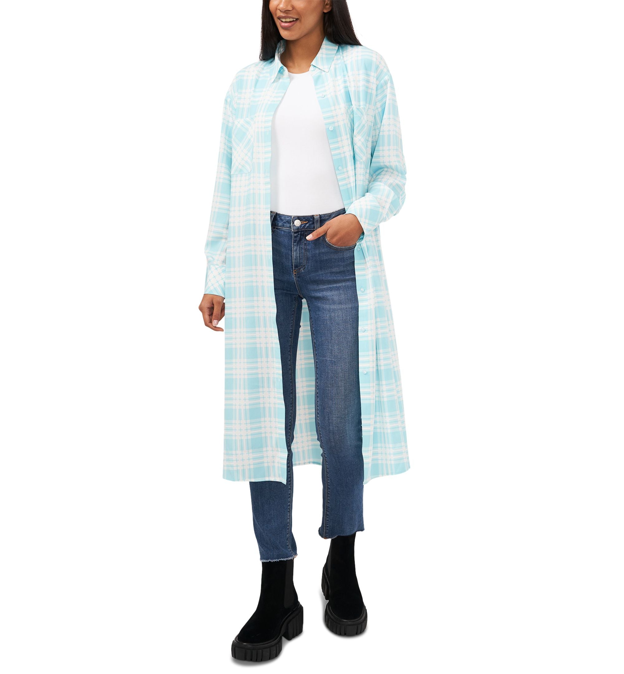 Riley Rae Plaid Button-Front Modern Shirt Dress