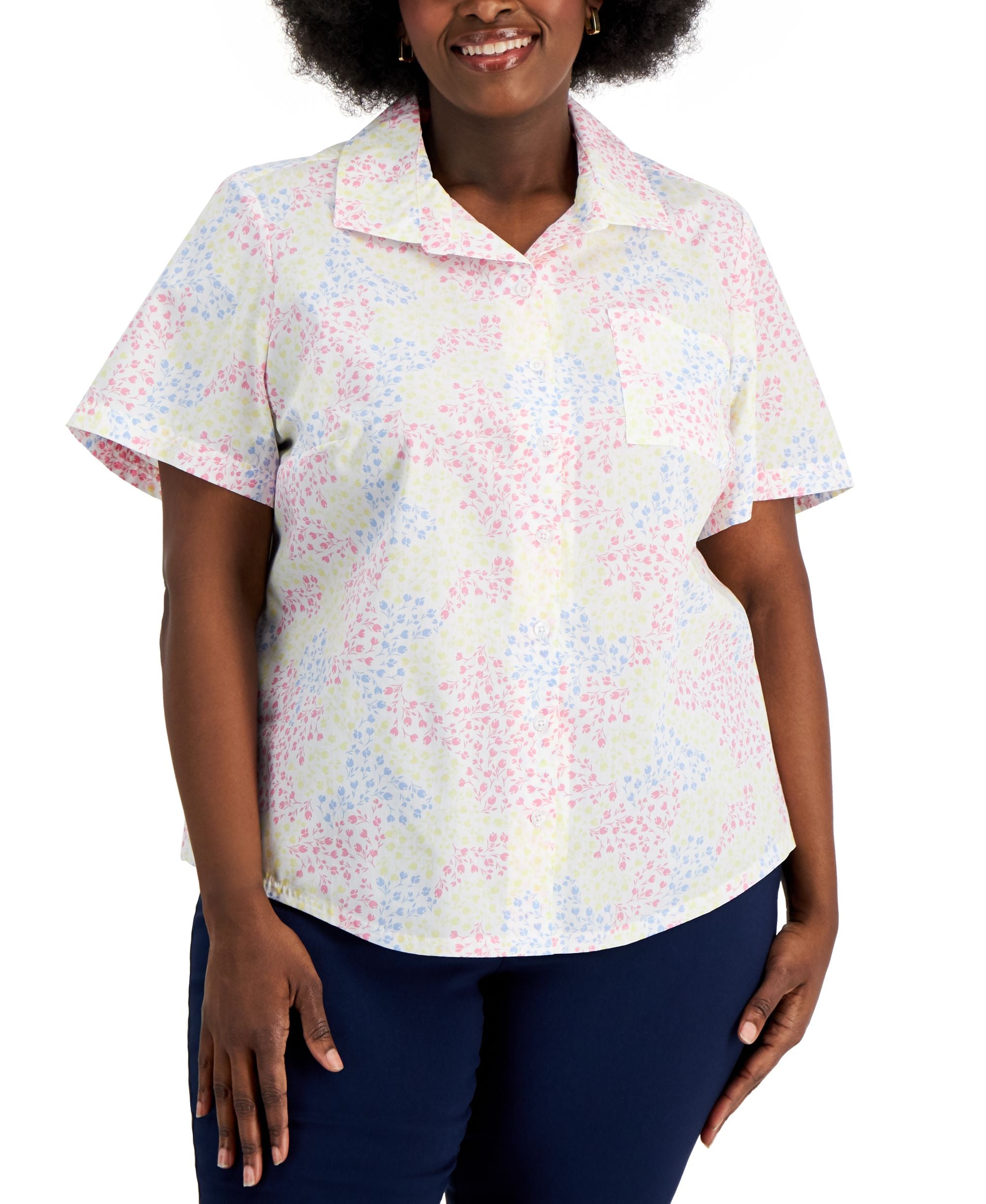 Karen Scott Plus Size Mini Meadow Modern Shirt