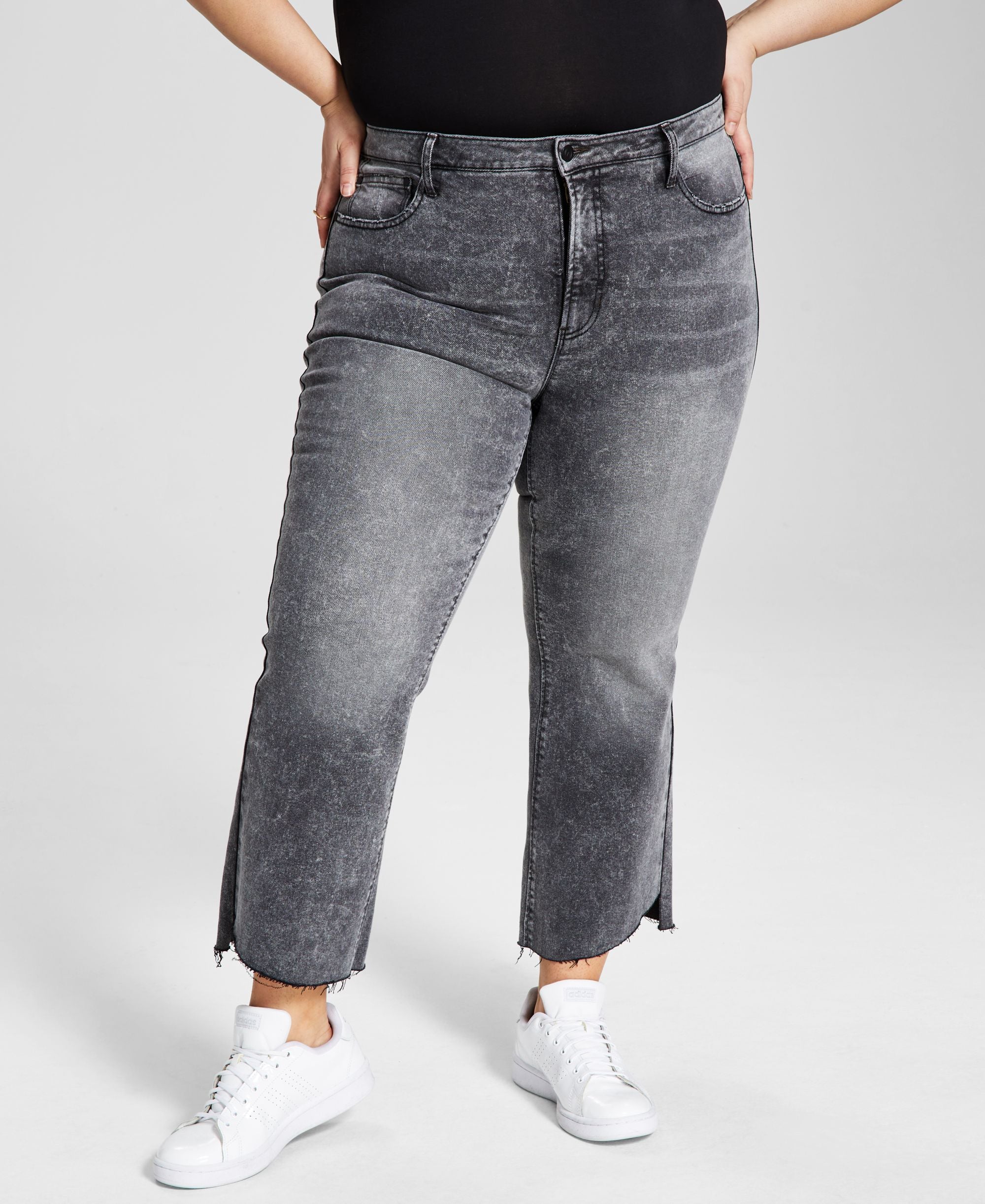 Now This Modern Plus Size High Rise Step Hem Premium Jeans