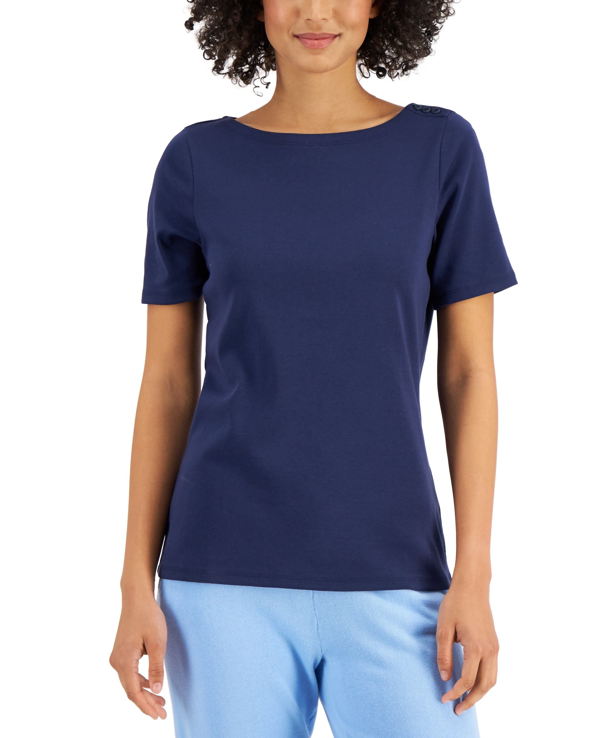 Charter Club Cotton Boat-Neck Premium Top