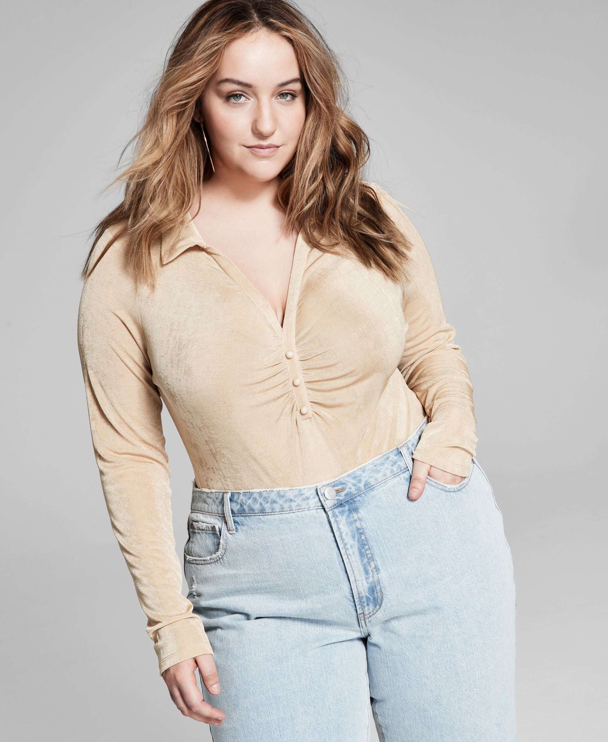 Now This Modern Plus Size Polo Bodysuit