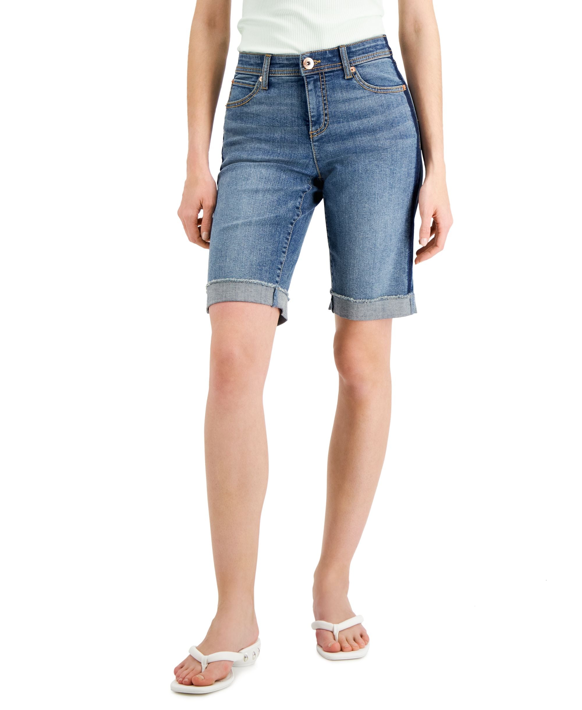 INC International Concepts Womens Mid Rise Contrast Trim Premium Shorts