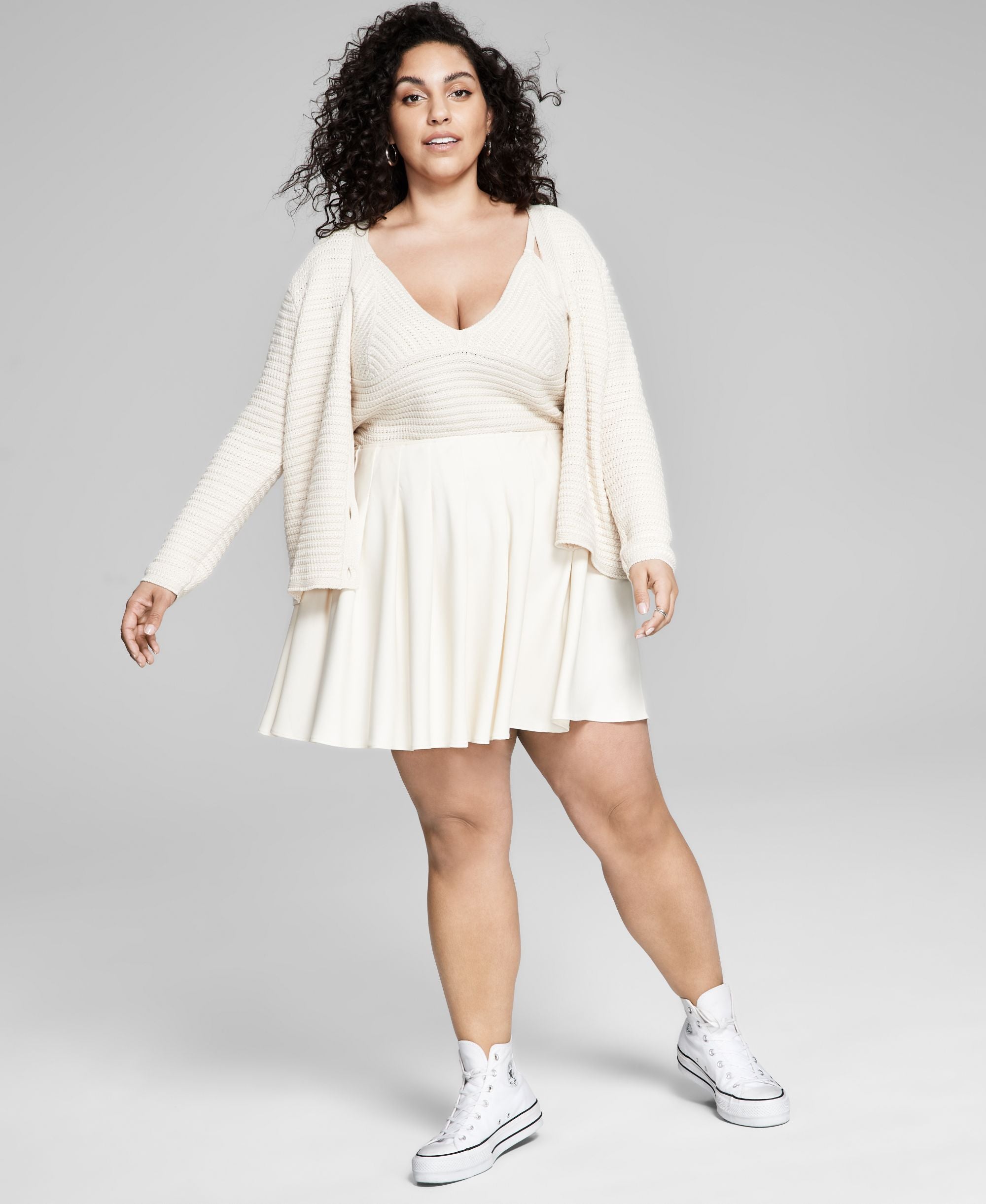 And Now This Womens Plus Size Waffle Knit Cardigan Sweater Set