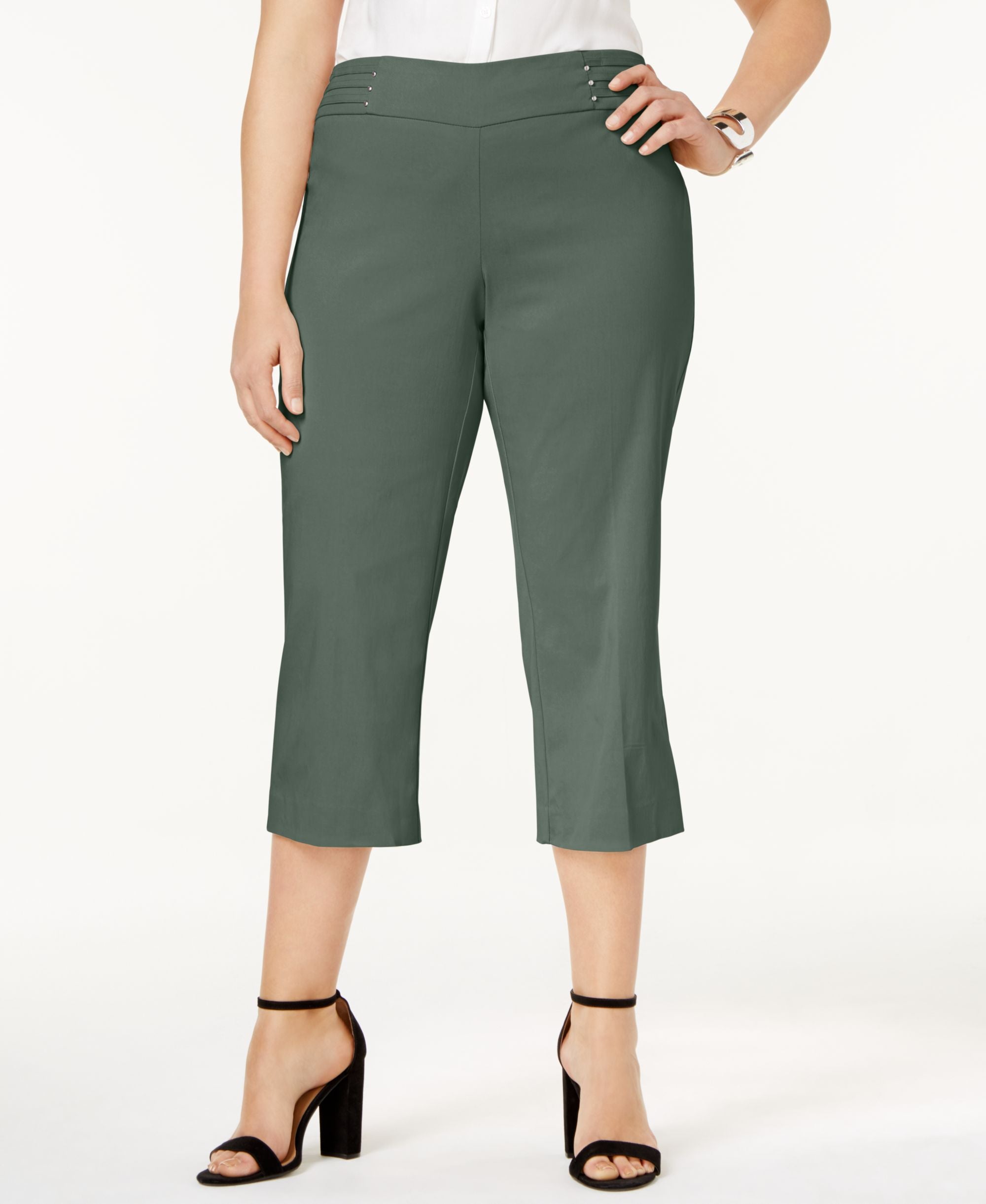 JM Collection Embellished Comfort-Waist Capri-Length Signature Pants
