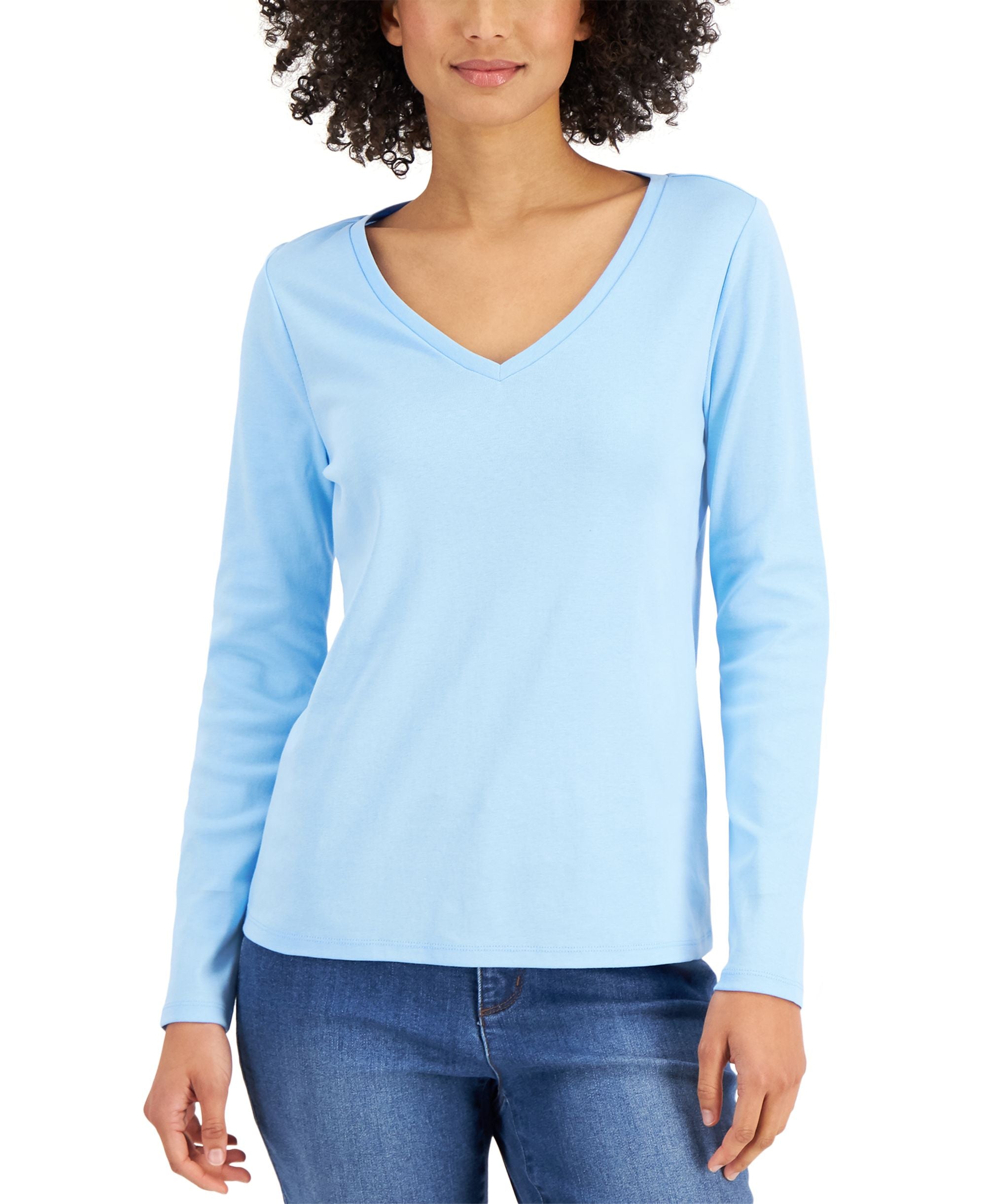Charter Club Cotton Long-Sleeve V Neck T-Modern Shirt